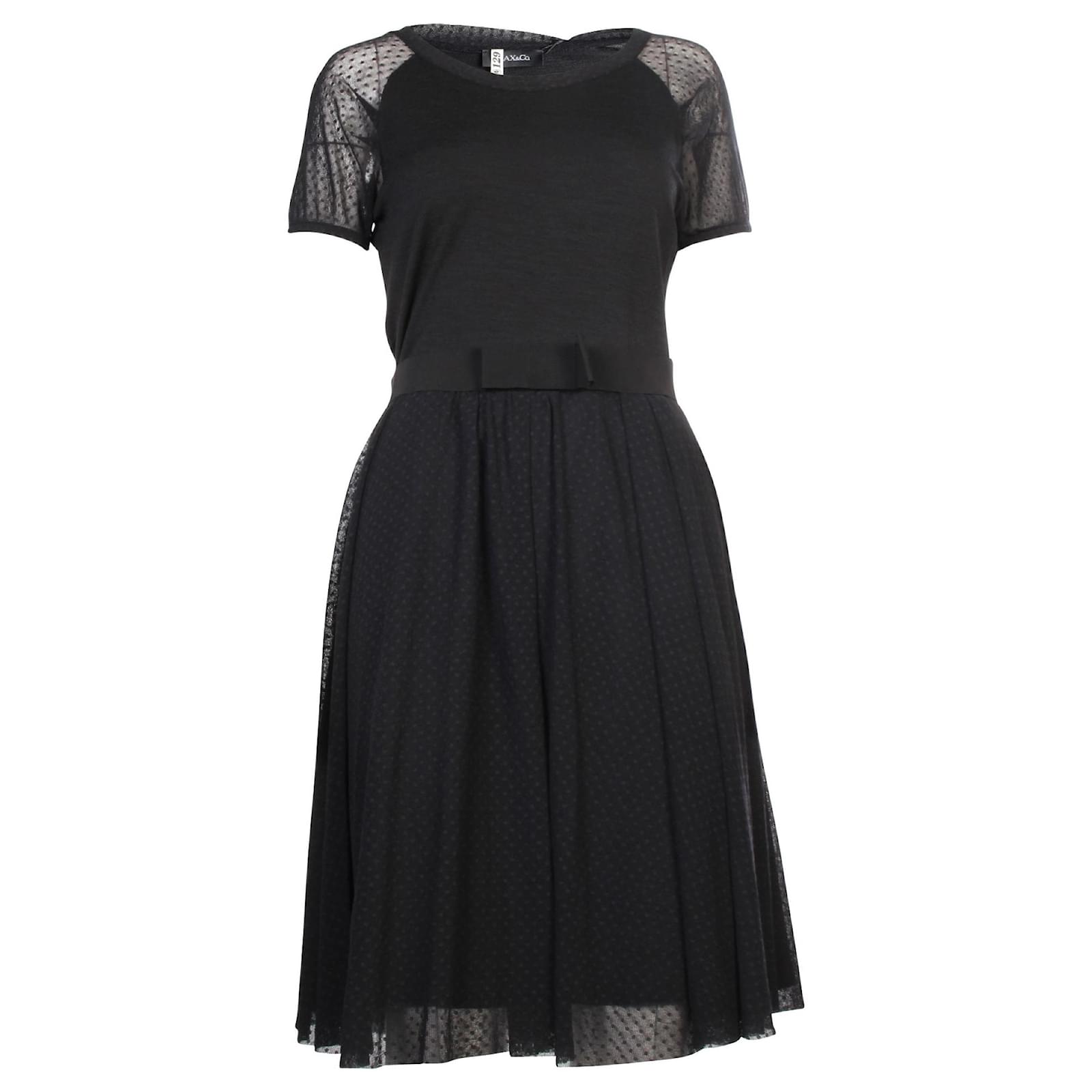 Max \u0026 Co Abito nero con carré in tulle Lana ref.360006 - Joli Closet