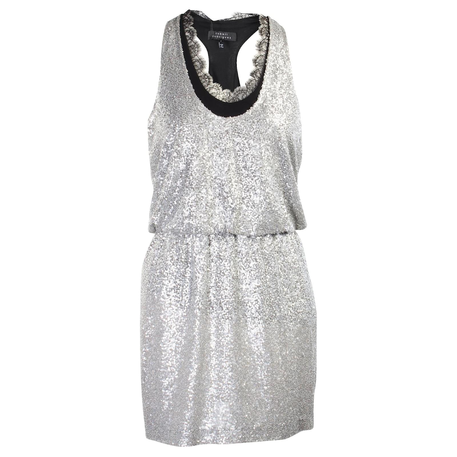 Robert Rodriguez Silver Sequin Dress (Sold) - Joli Closet Robert Rodriguez Silver Sequin Dress (Sold) - Joli Closet