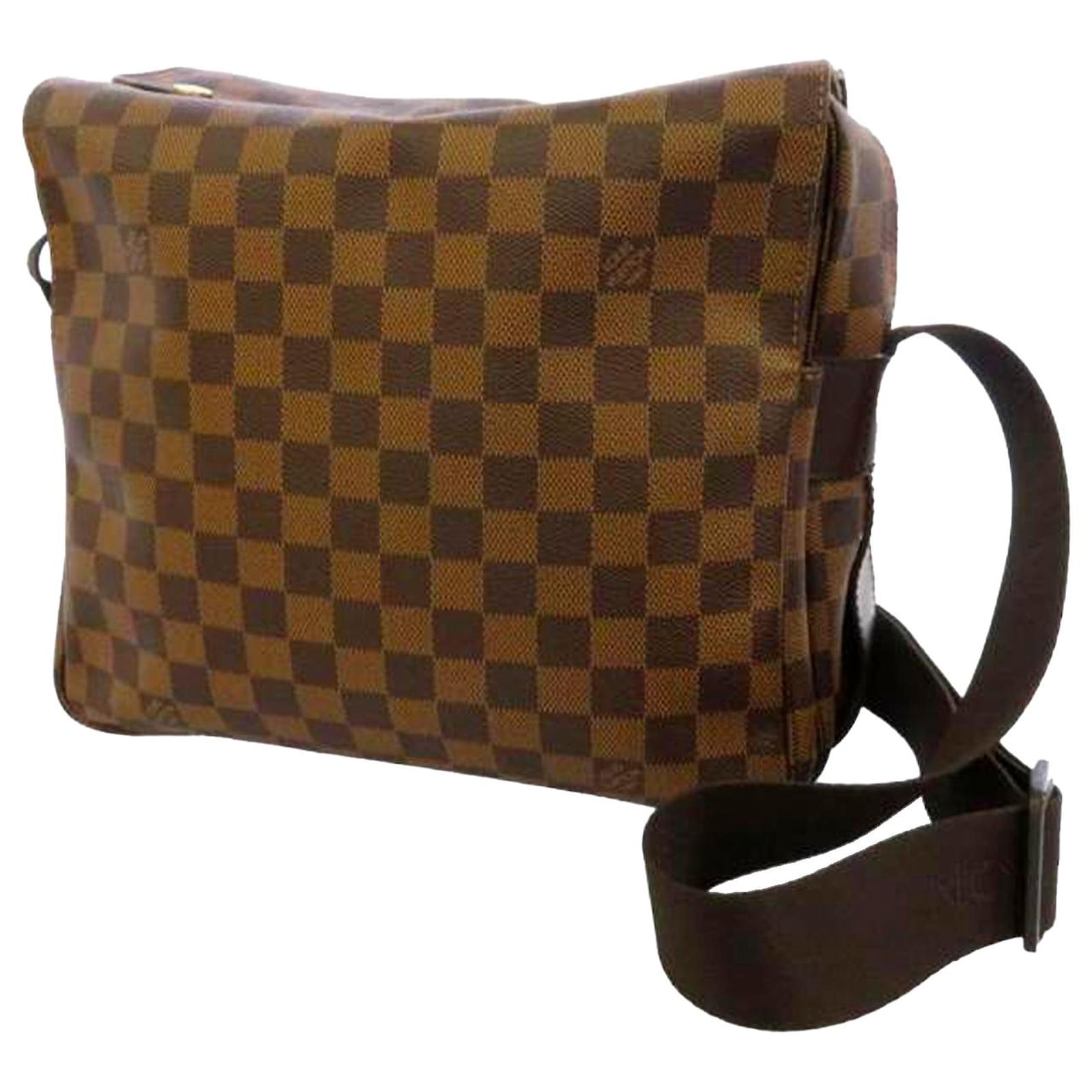 Louis Vuitton Brown Damier Ebene Naviglio Leather Cloth Pony-style