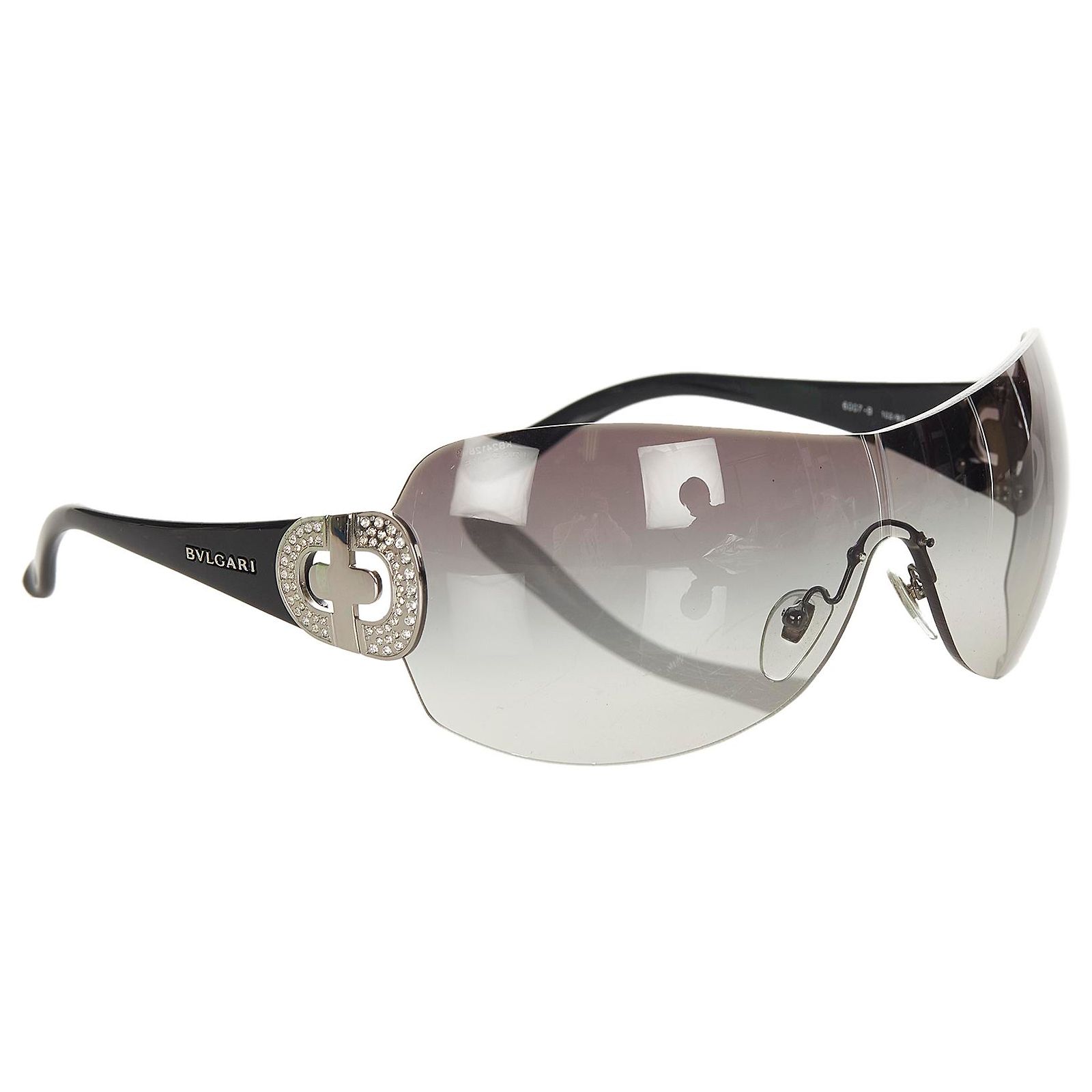 Bulgari Black Shield Sunglasses with Wrap-Around Design Bulgari Bvlgari Black Shield Rimless Crystal Wrap Around  main image 3