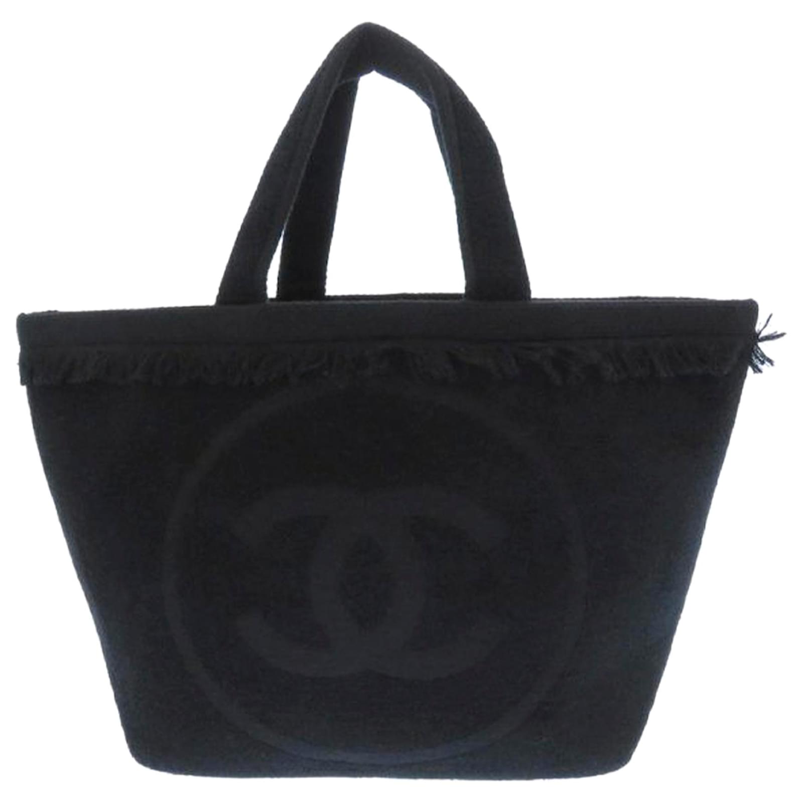 Chanel Black Fringe Beach Towel Cotton Tote Bag