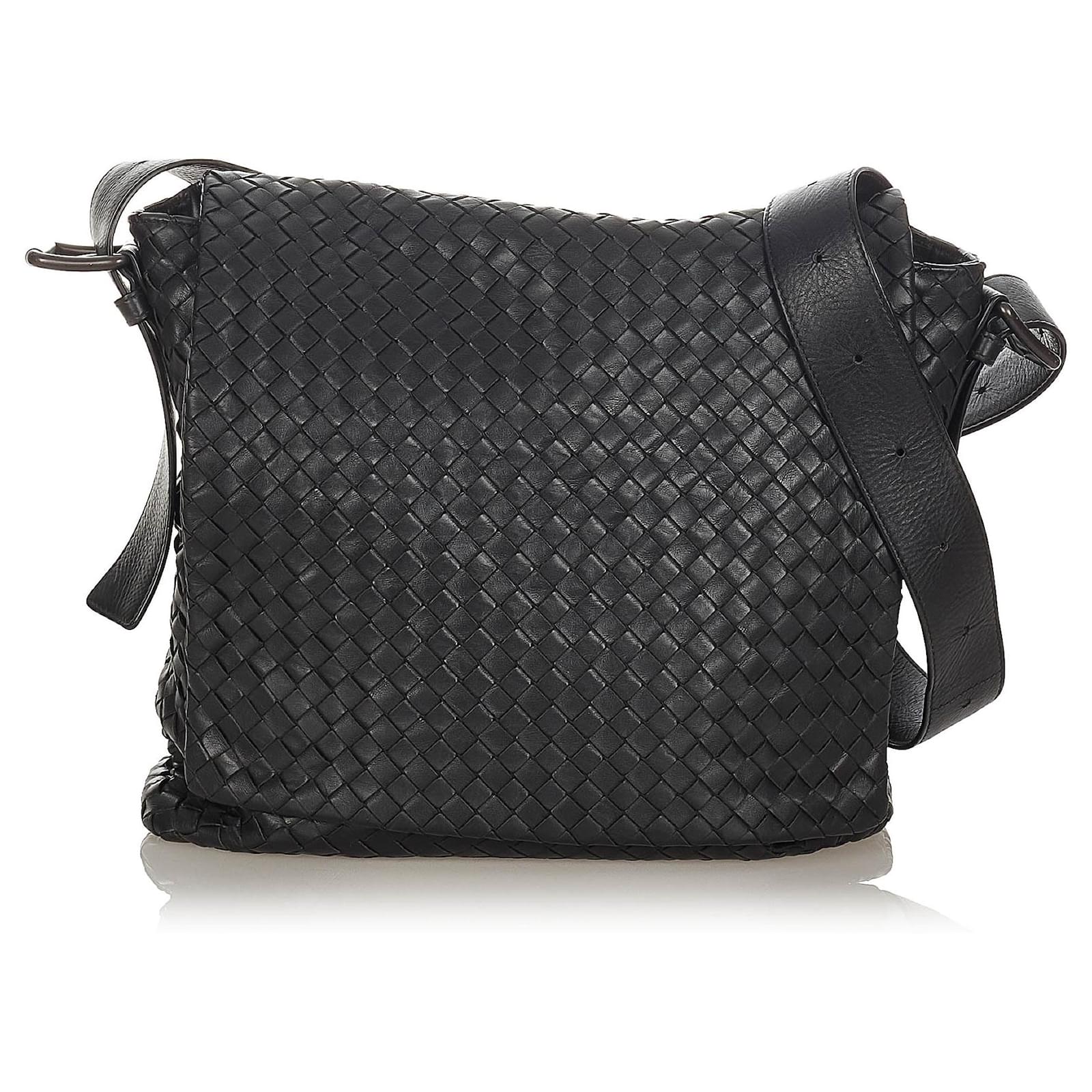 Bottega Veneta Black Intrecciato Leather Crossbody Bag Pony Bottega Veneta Black Intrecciato Leather Crossbody Bag Pony