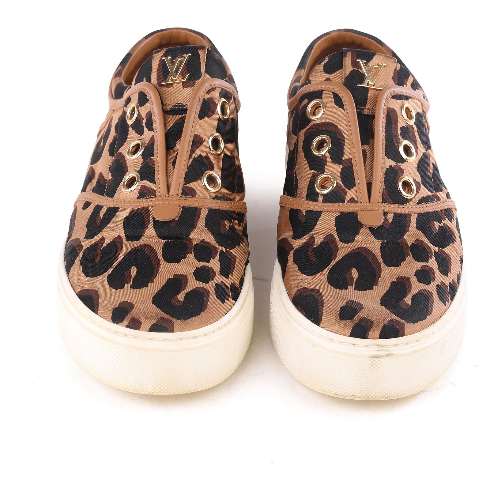 Louis Vuitton Leopard Print Slip On Sneakers Cloth ref  display picture 3