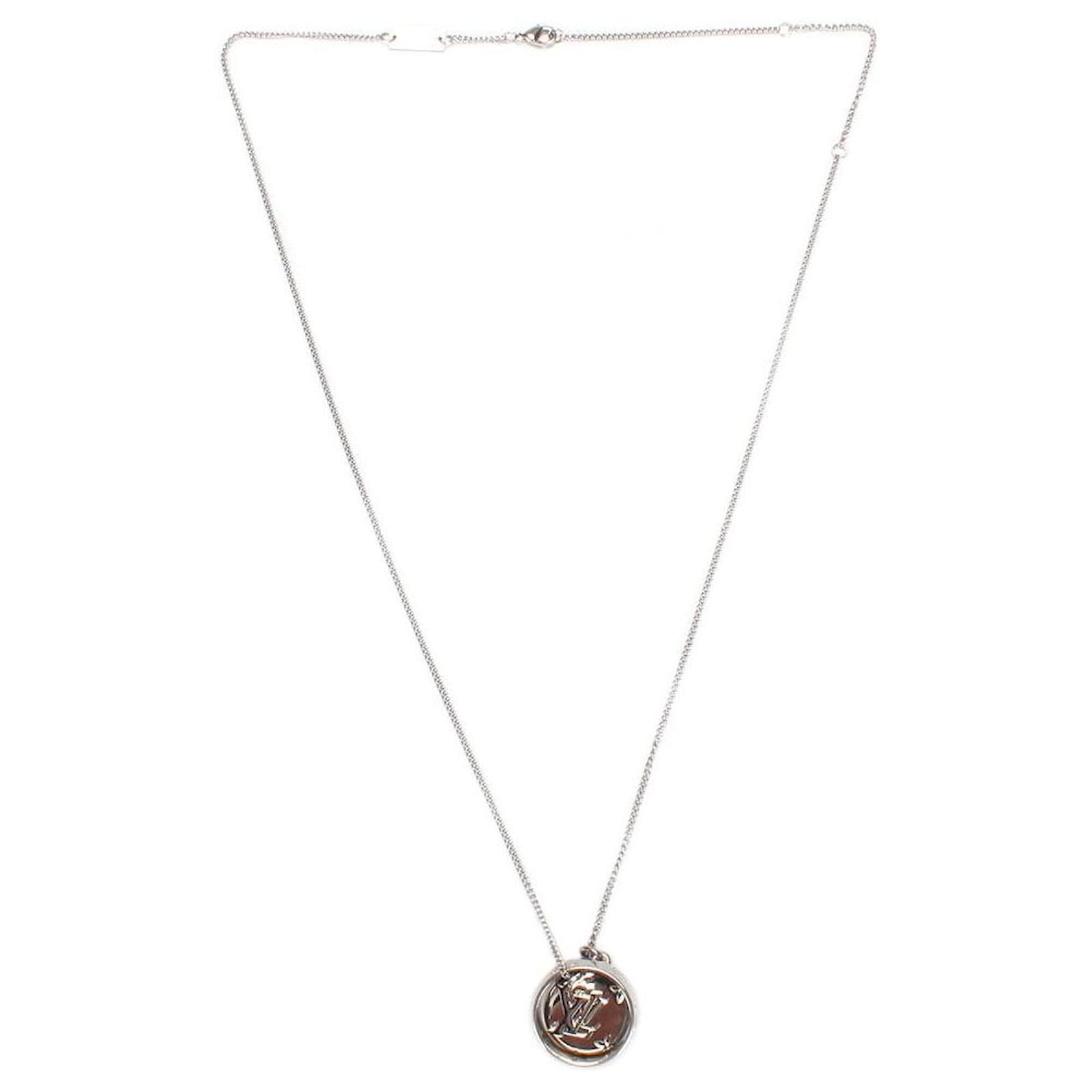 Louis Vuitton Monogram Charms Pendant Necklace Silvery Metallic