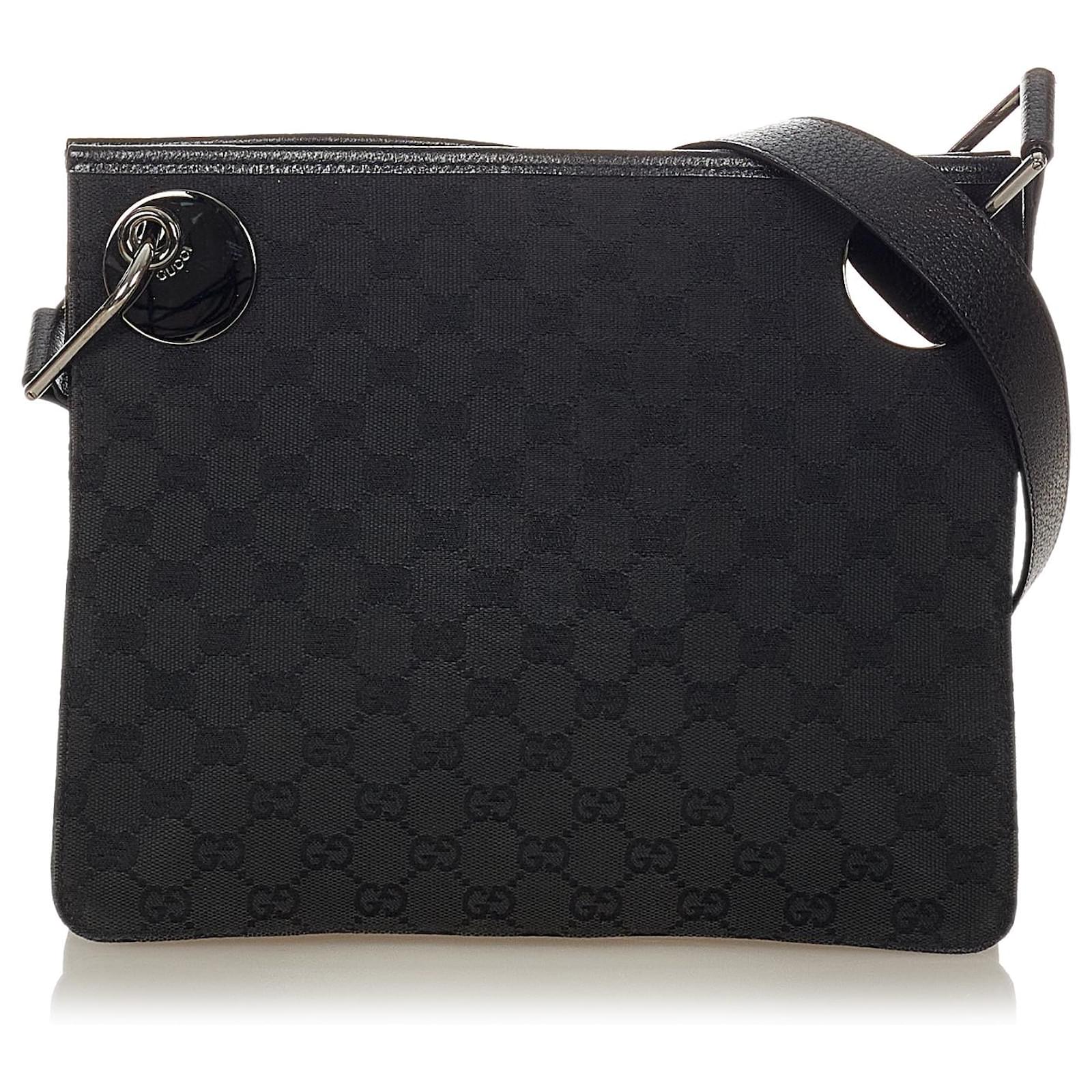 Gucci Black GG Canvas Eclipse Crossbody Bag Leather Cloth Pony-style ...