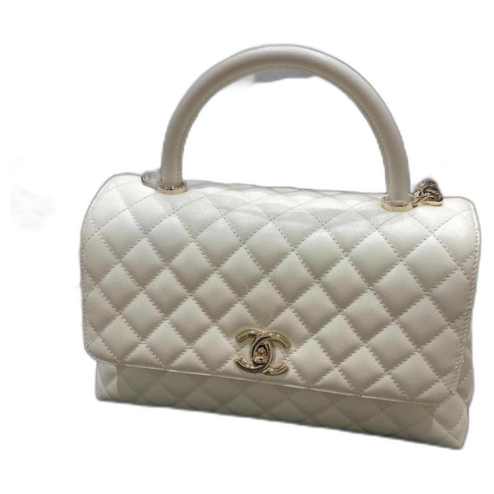 Coco Handle Chanel Coco handhel medium size White Leather ref