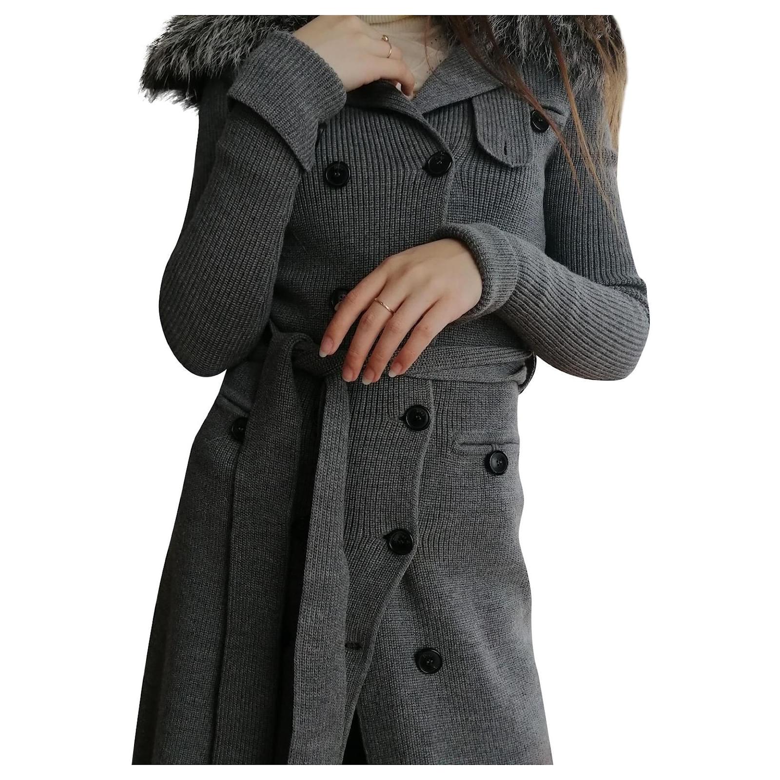 Christian Dior Galliano Dior 2010 combined knitted wool coat Grey