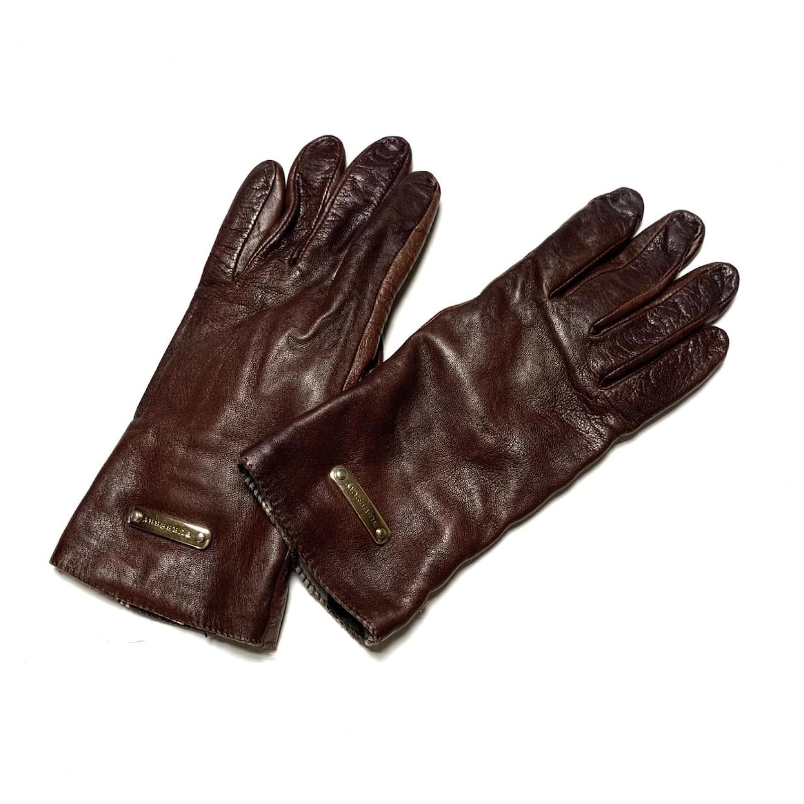 Burberry Gloves Brown Leather  - Joli Closet