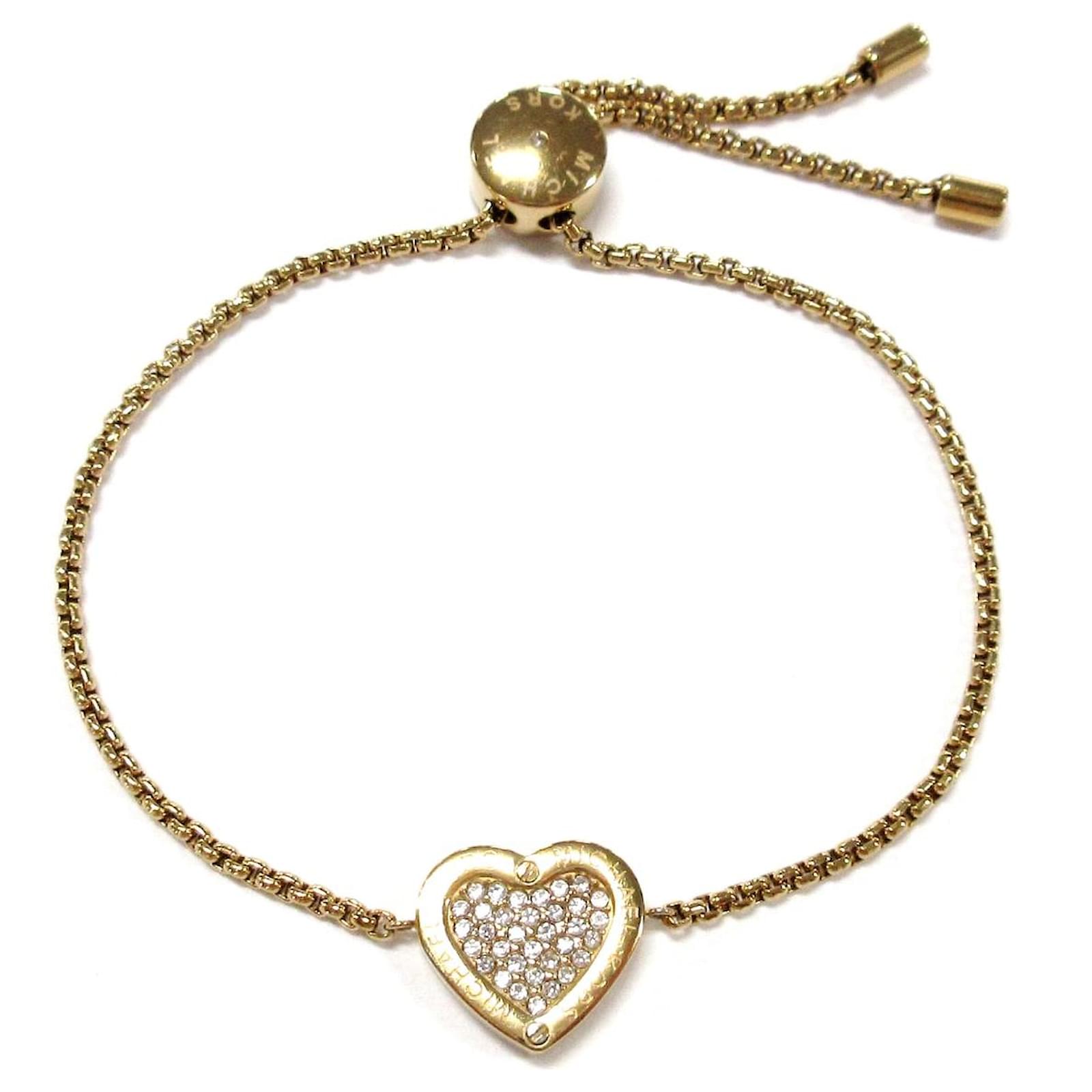 Precious Metalplated Sterling Silver Pavé Heart Bracelet  Michael Kors