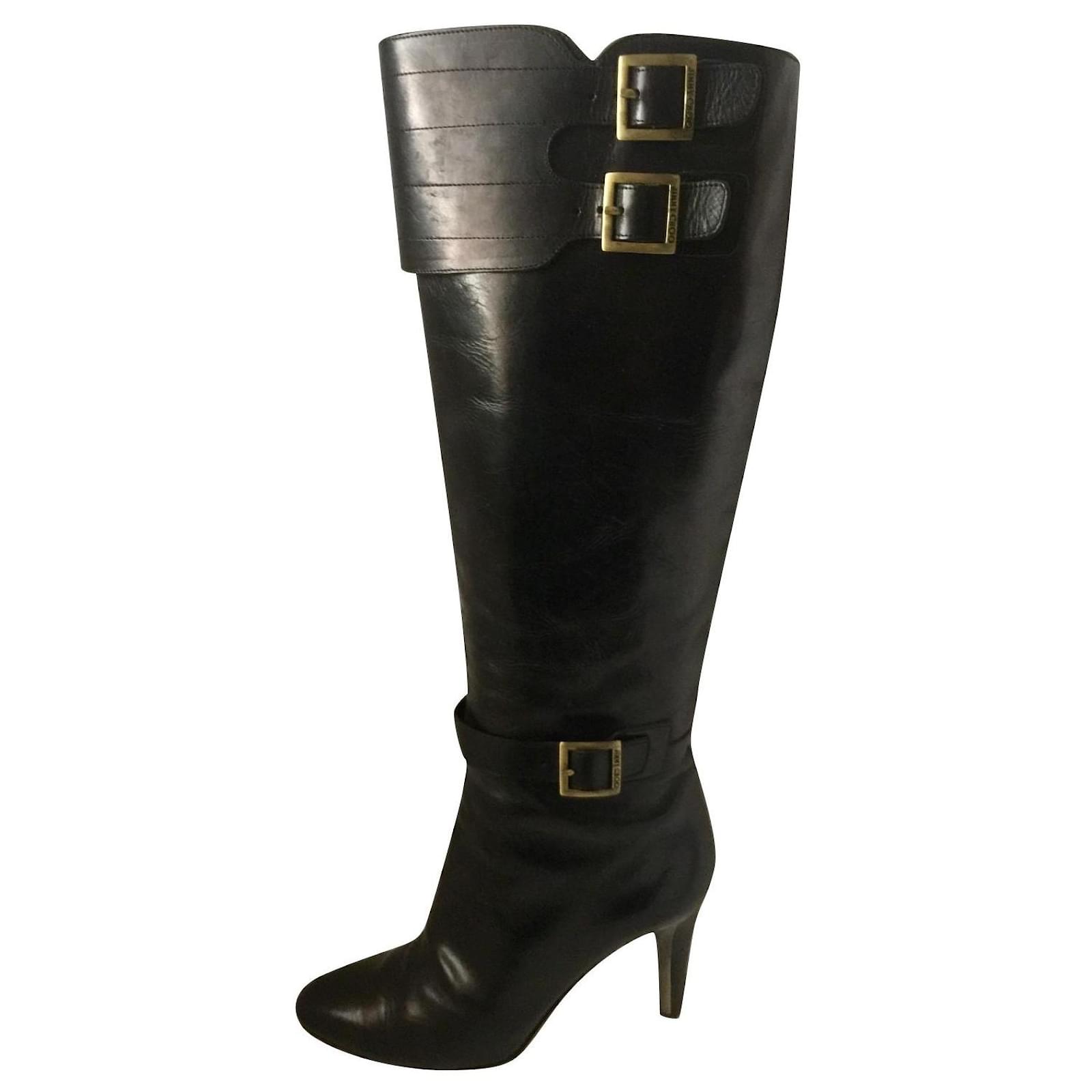 Jimmy Choo botas negras con hebilla Negro Cuero ref.364320 - Joli Closet