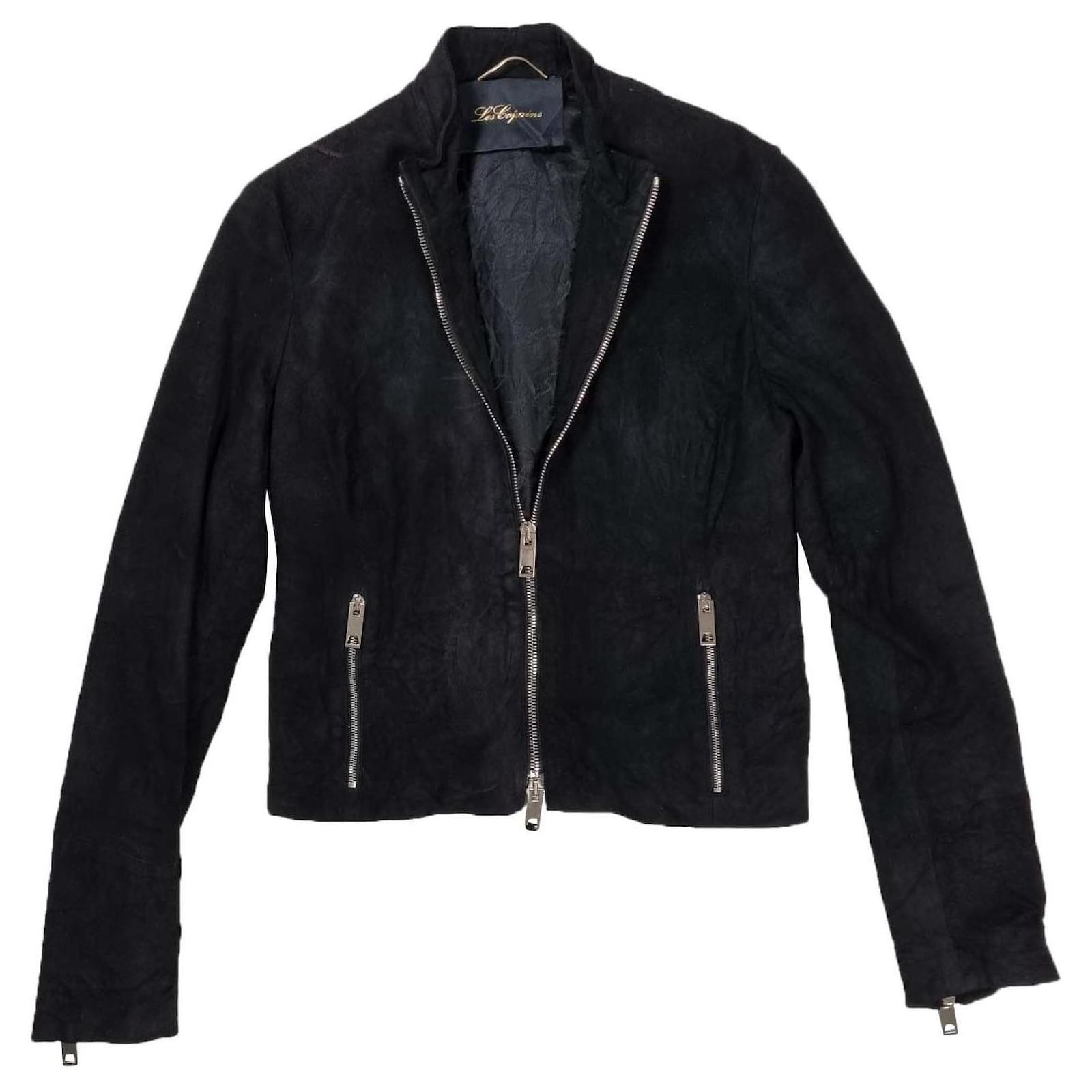 Les Copains Giacca in pelle nabuk Friends Nero Nubuck