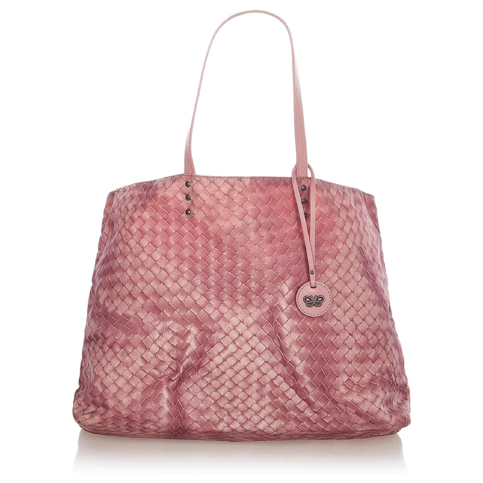 Bottega Veneta Pink Intrecciolusion Nylon Tote Bag Leather Pony