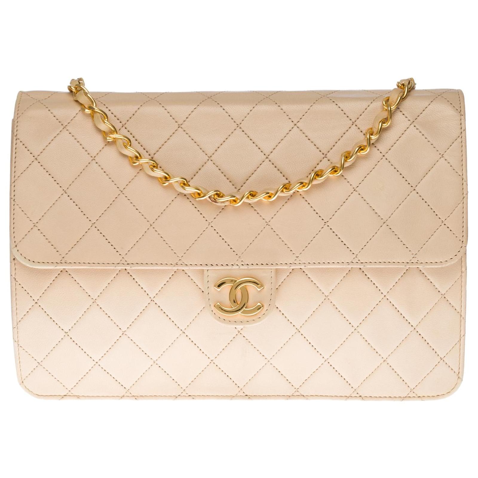 Timeless Very chic Chanel Classique shoulder bag 25 cm beige