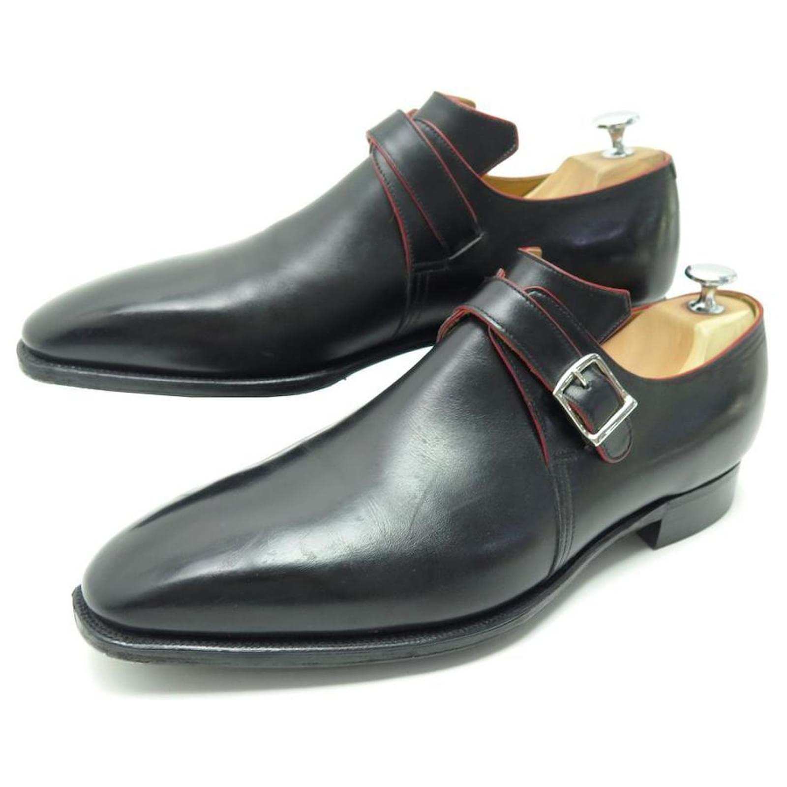 CORTHAY ARCA BUCKLE SHOES 10.5 44.5 LOAFERS SHOES BLACK LEATHER LOAFERS ...