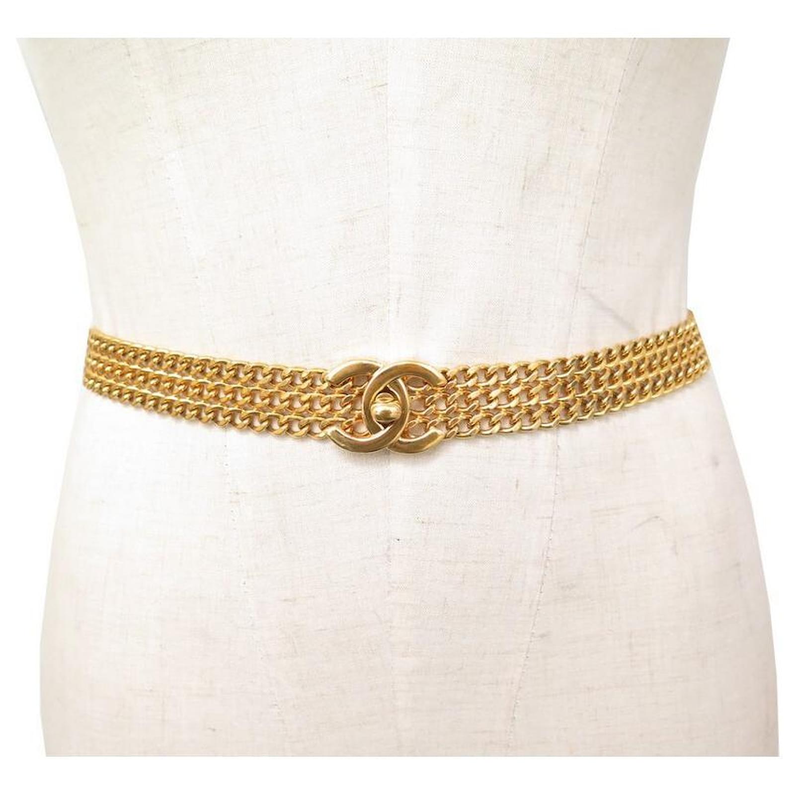 CHANEL BELT CHAIN CLASP TIMELESS CC T70 GOLD METAL CHAIN BELT Golden   - Joli Closet