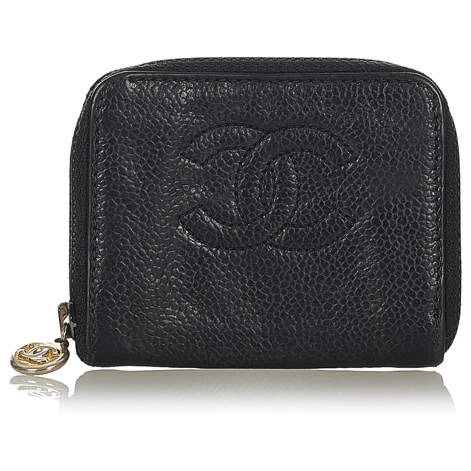 Chanel Black Leather Small Timeless CC Zip Coin Purse Chanel