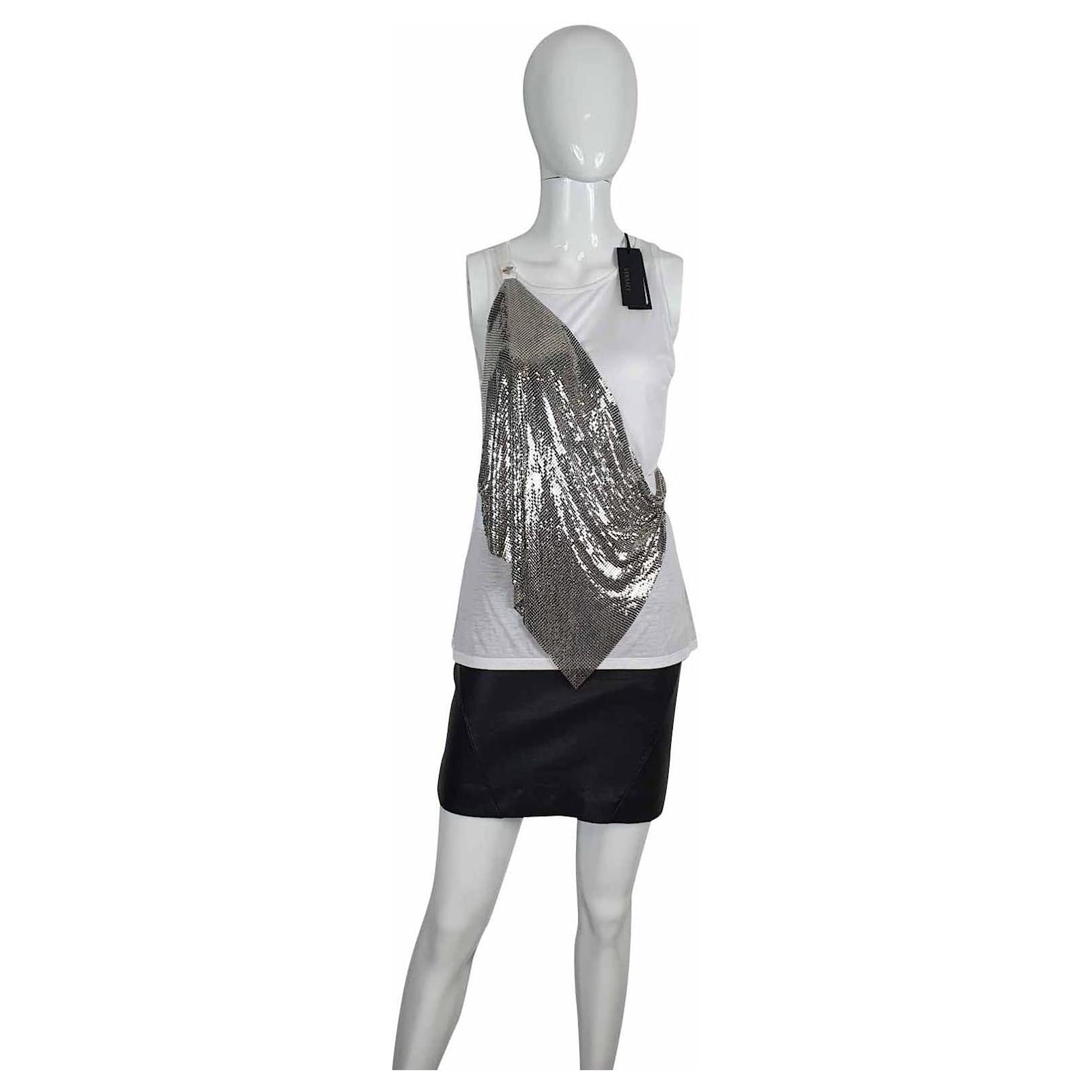 Versace blouse Silvery White Silk Metal ref.366548 - Joli Closet