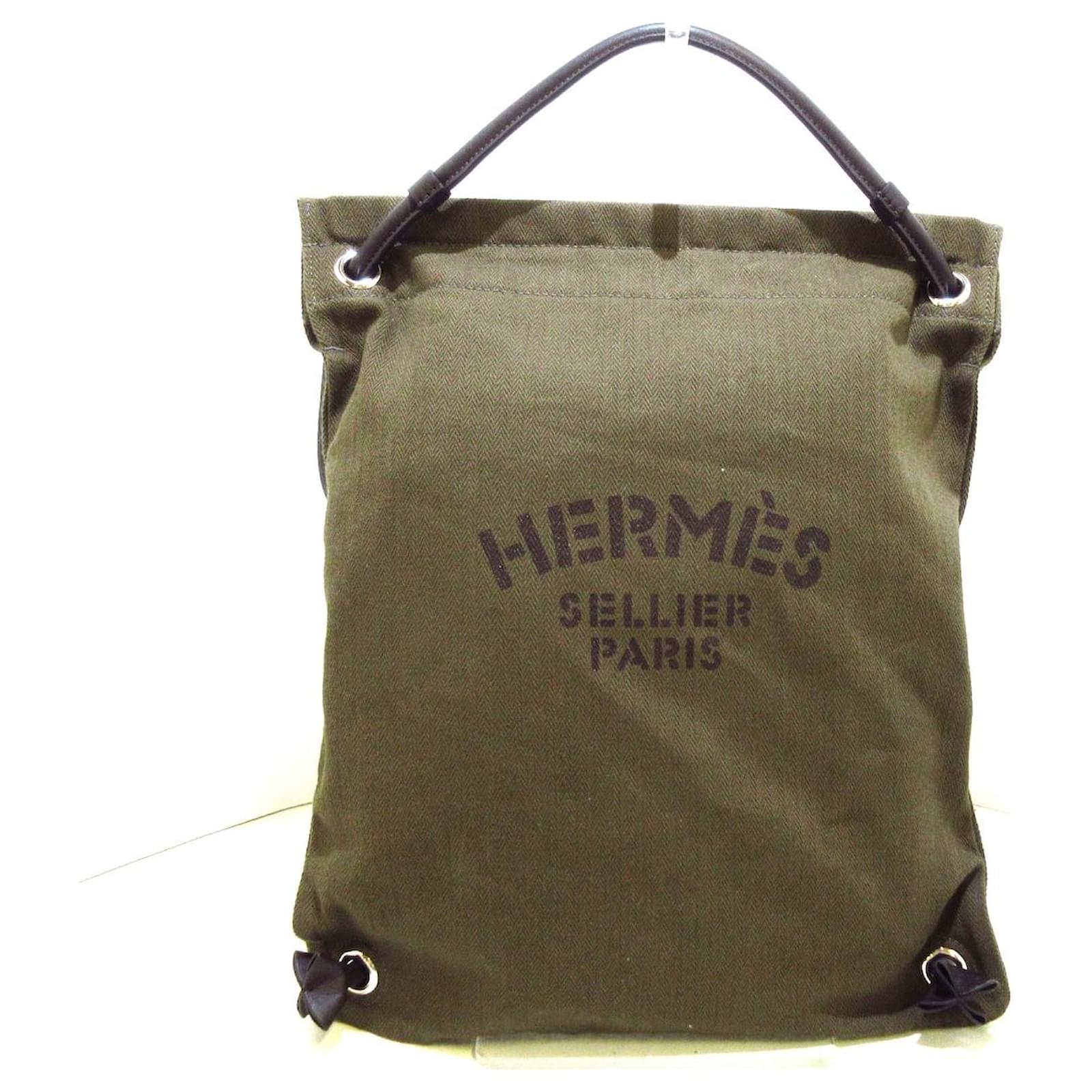 Zaino Hermès Verde Cotone ref.366633 - Joli Closet