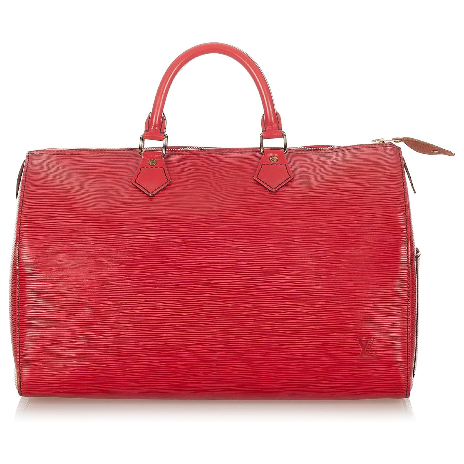 Louis Vuitton Speedy 35 Red Epi Leather Satchel 