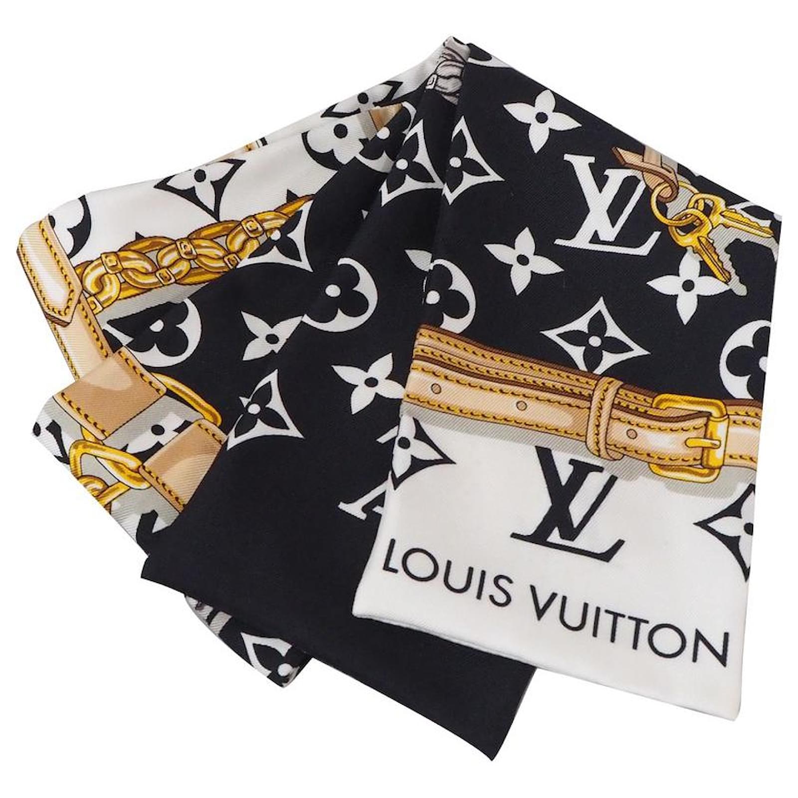 Occasion] LOUIS VUITTON Louis Vuitton Bando Confidentiel Monogram Twilly  Écharpe Bande De Cheveux Accessoire De Cheveux Soie Noir Blanc ref.367147 -  Joli Closet