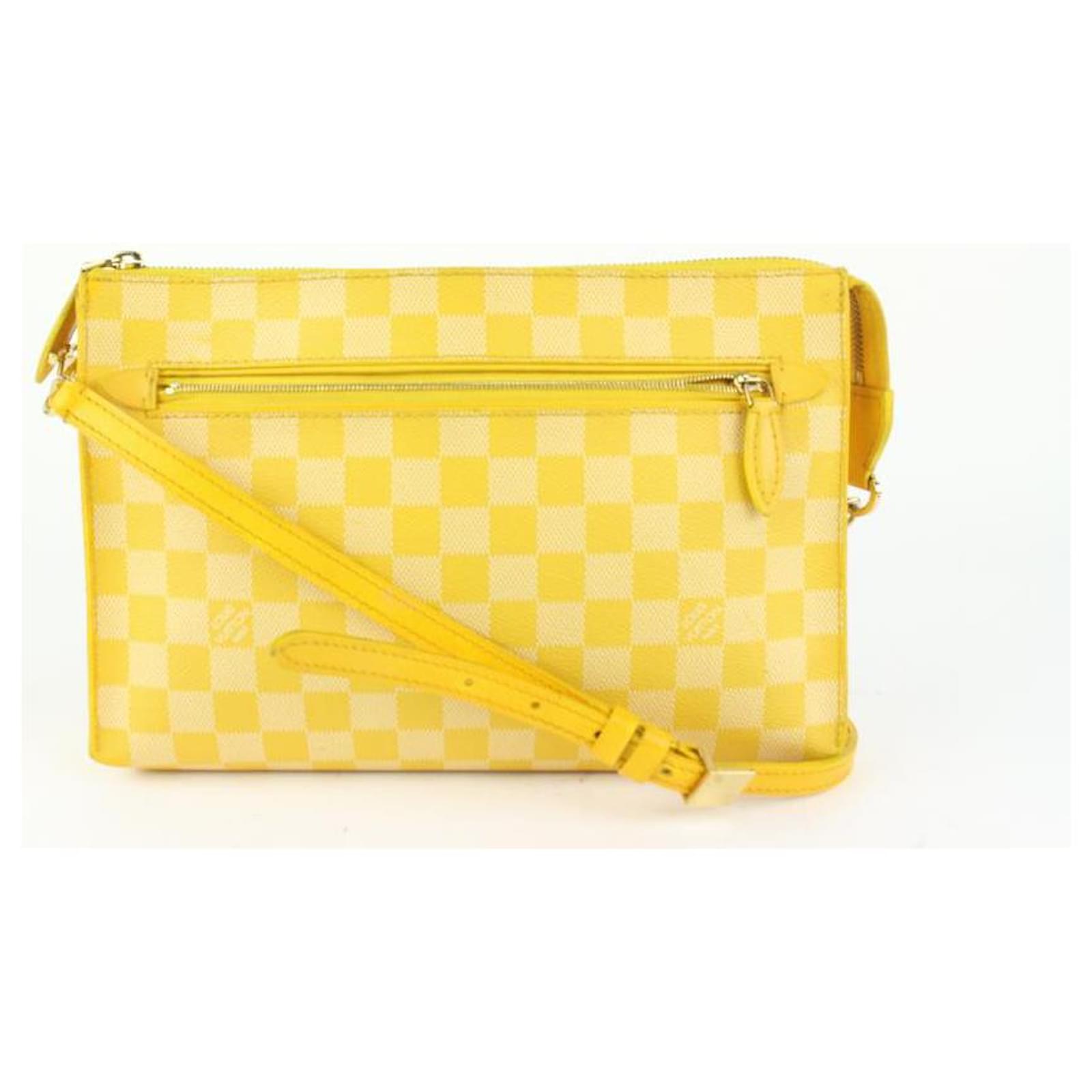 Pochette voyage leather small bag Louis Vuitton Yellow in Leather