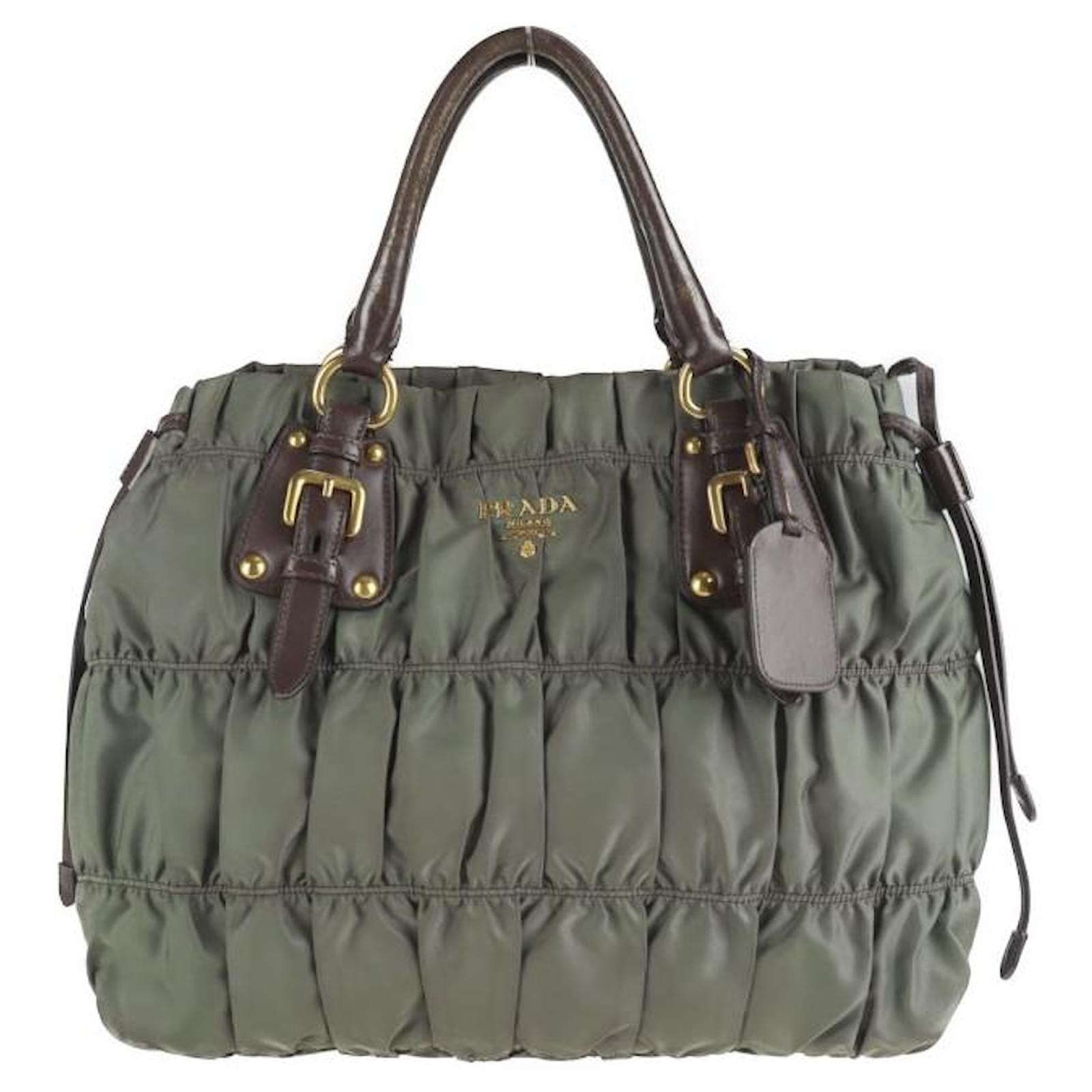 Usado] PRADA Prada BN1788 Bolso bandolera Nylon Cuero FUMO Caqui Marrón  Reunir 2Bolso de mano Castaño ref.367292 - Joli Closet