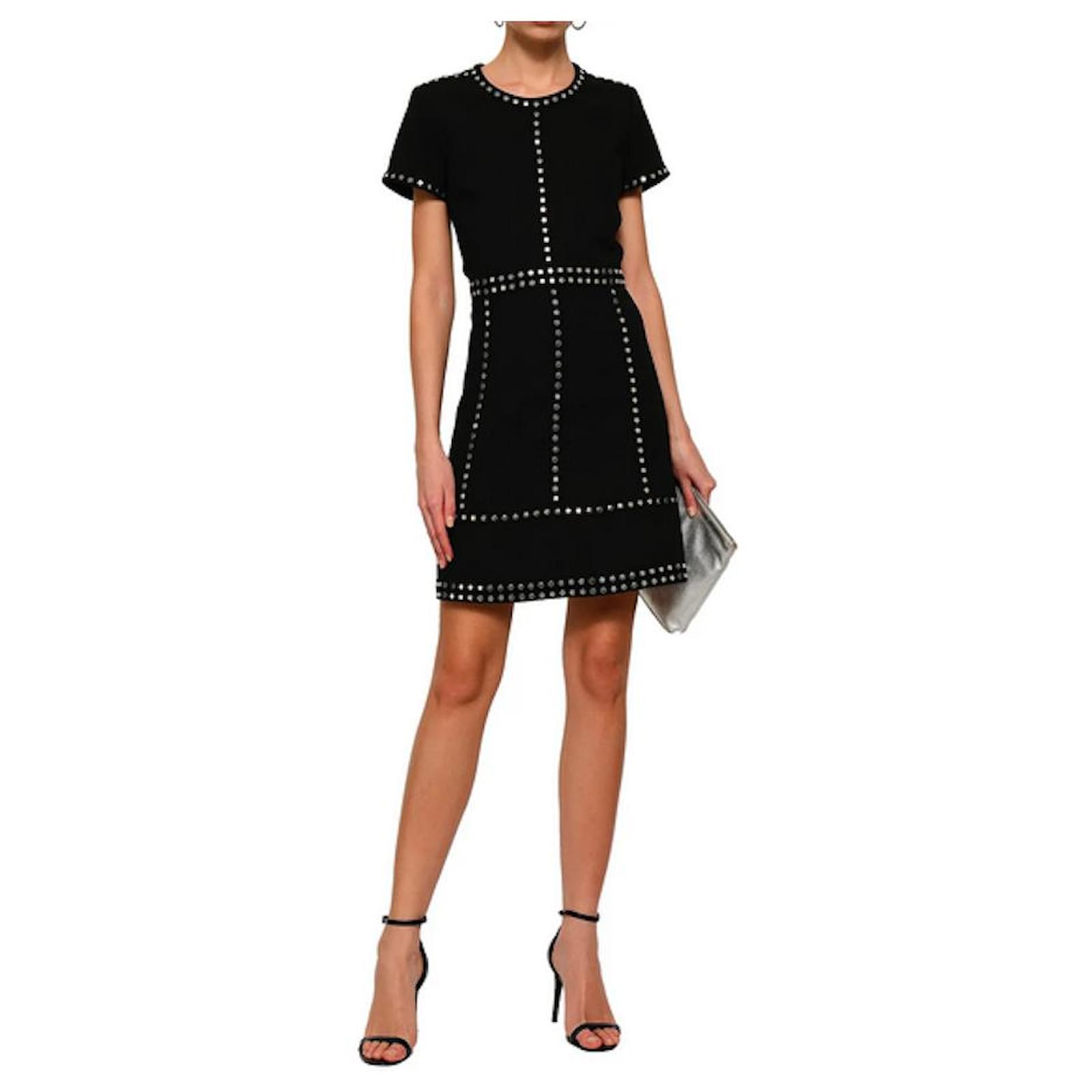 Michael Kors Studded Crepe Dress Black Synthetic  - Joli Closet