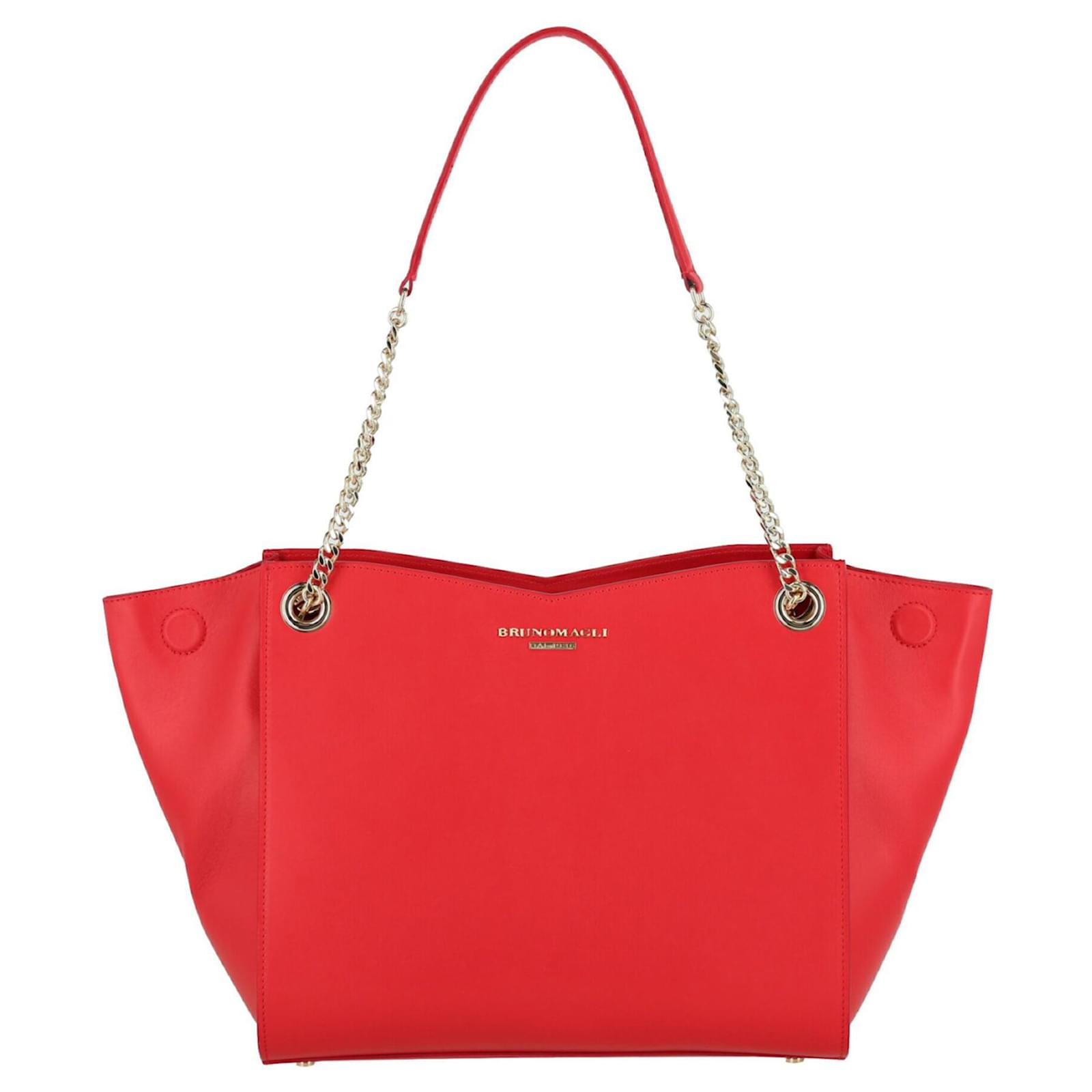 Bruno Magli Leather Expanable Tote Red ref.367842 Joli Closet