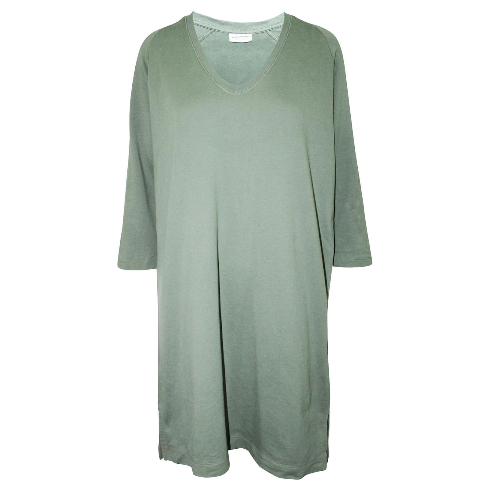 Dries Van Noten Oversized Green T-Shirt Dress Cotton ref.368432 