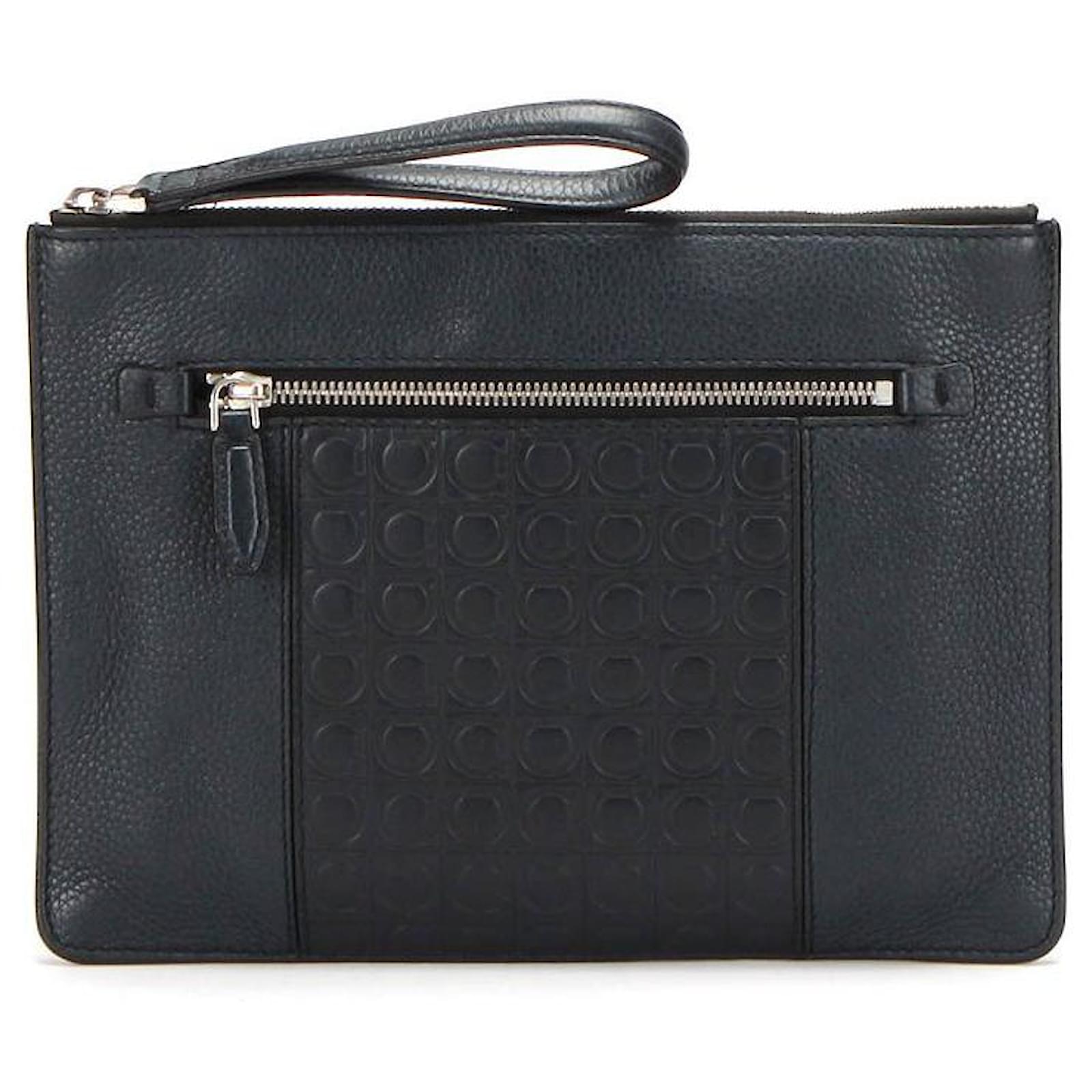 salvatore ferragamo black clutch