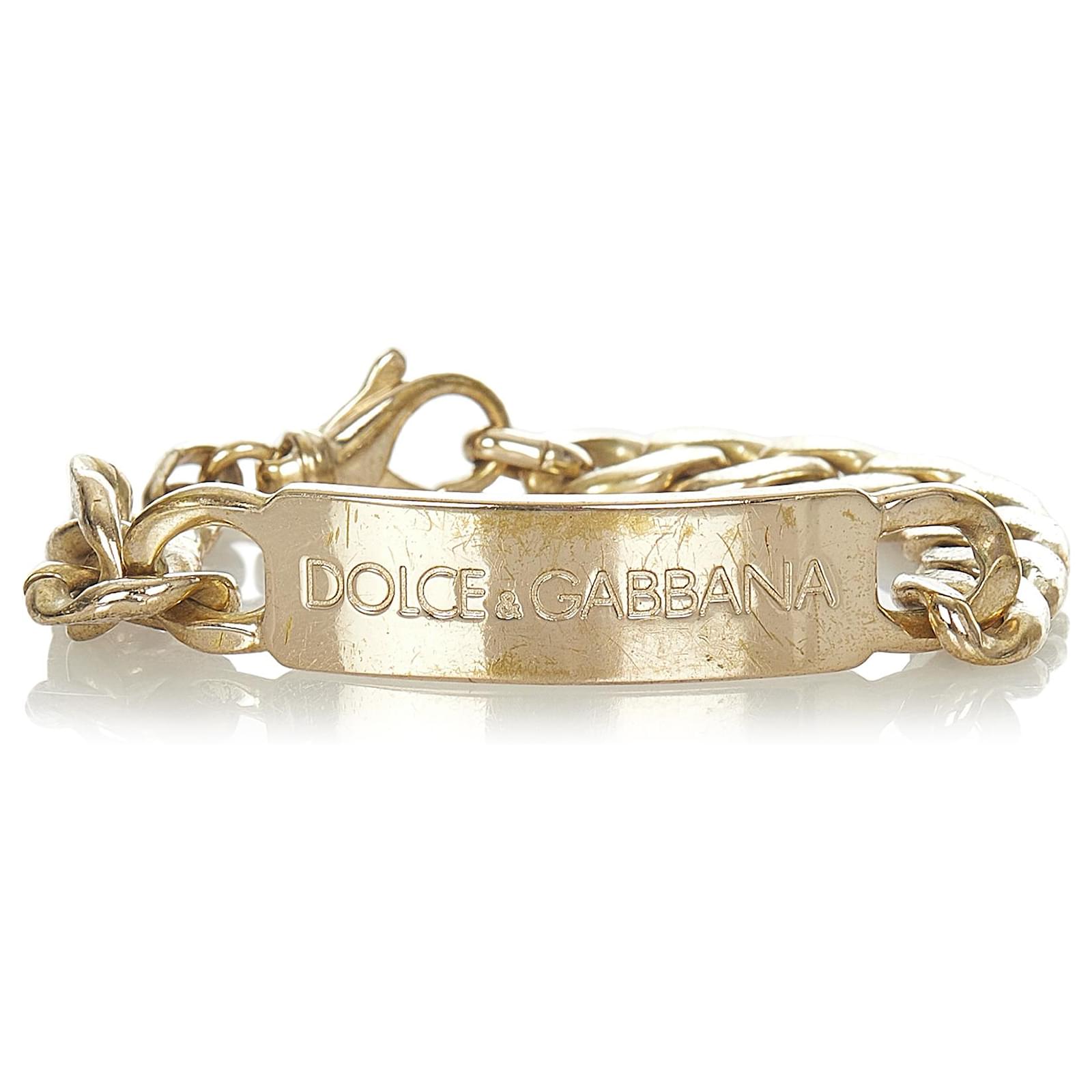 Dolce & Gabbana Dolce&Gabbana Silver Engraved Logo Link Chain Bracelet  Silvery Metal  - Joli Closet