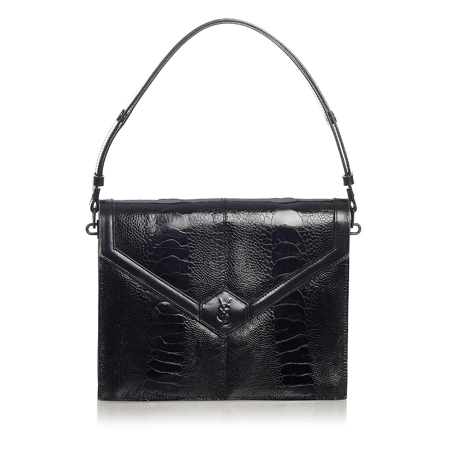 Yves Saint Laurent YSL Black Leather Shoulder Bag Pony-style