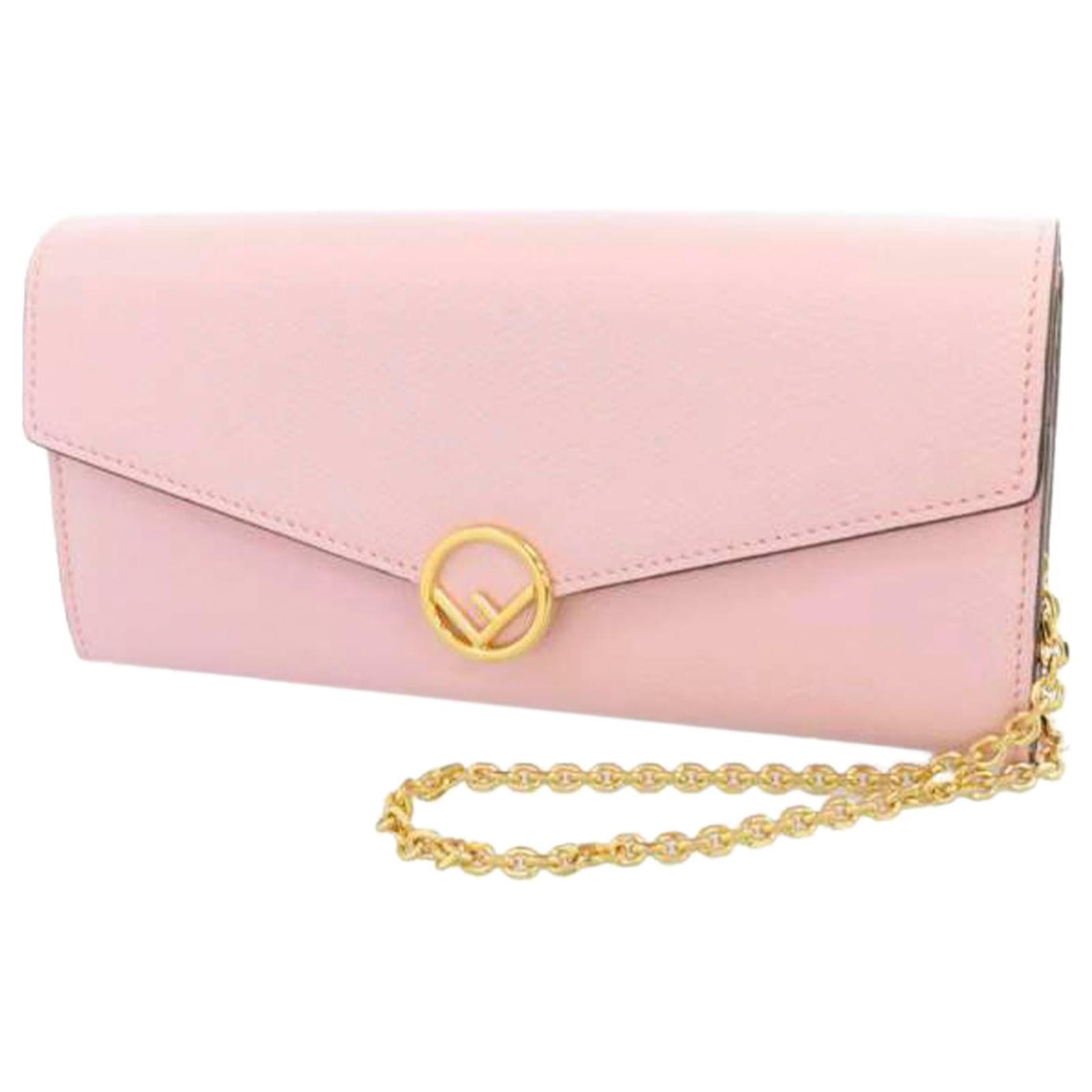 Fendi pink wallet on chain sale