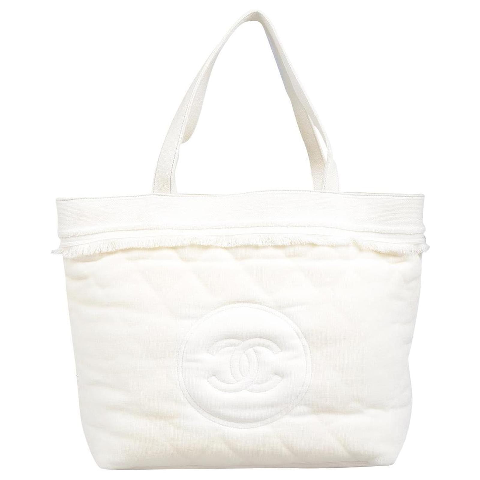 Chanel Terry Cloth Beach Tote Bag with the blanket White Cotton