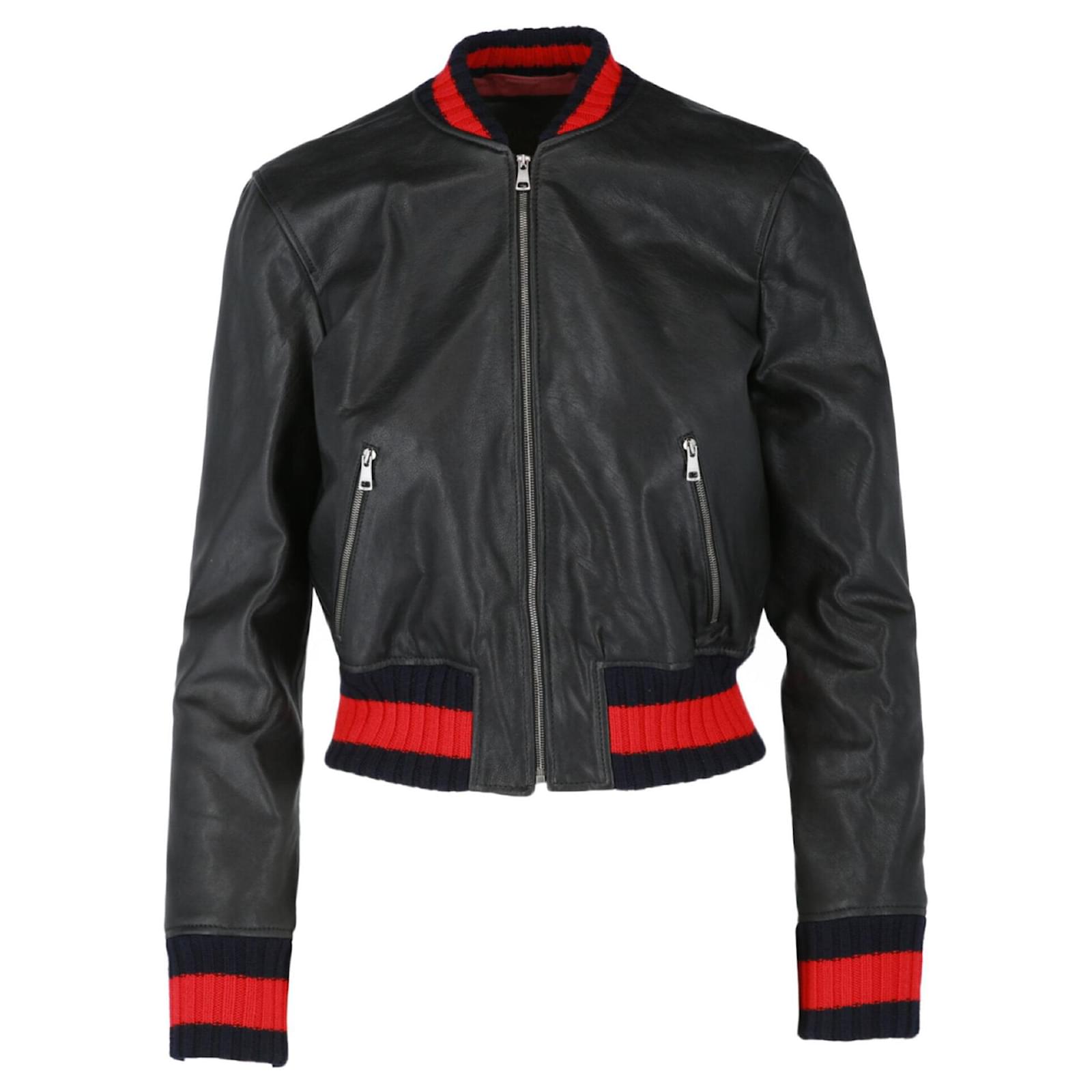 gucci leather bomber jacket mens