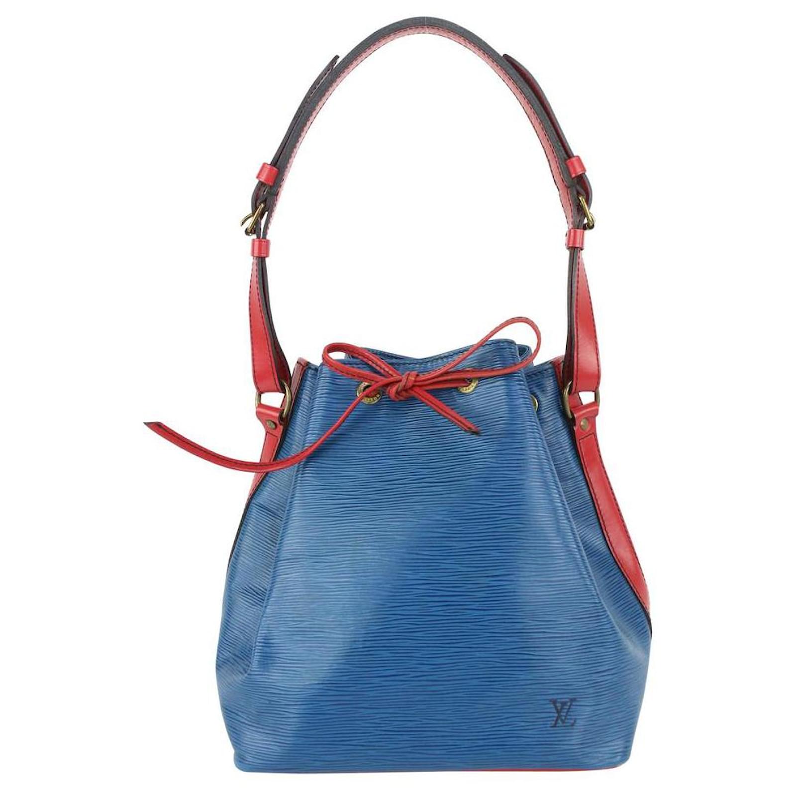 Louis Vuitton Bicolor Blue Red Epi Leather Petit Noe Drawstring Bucket Hobo
