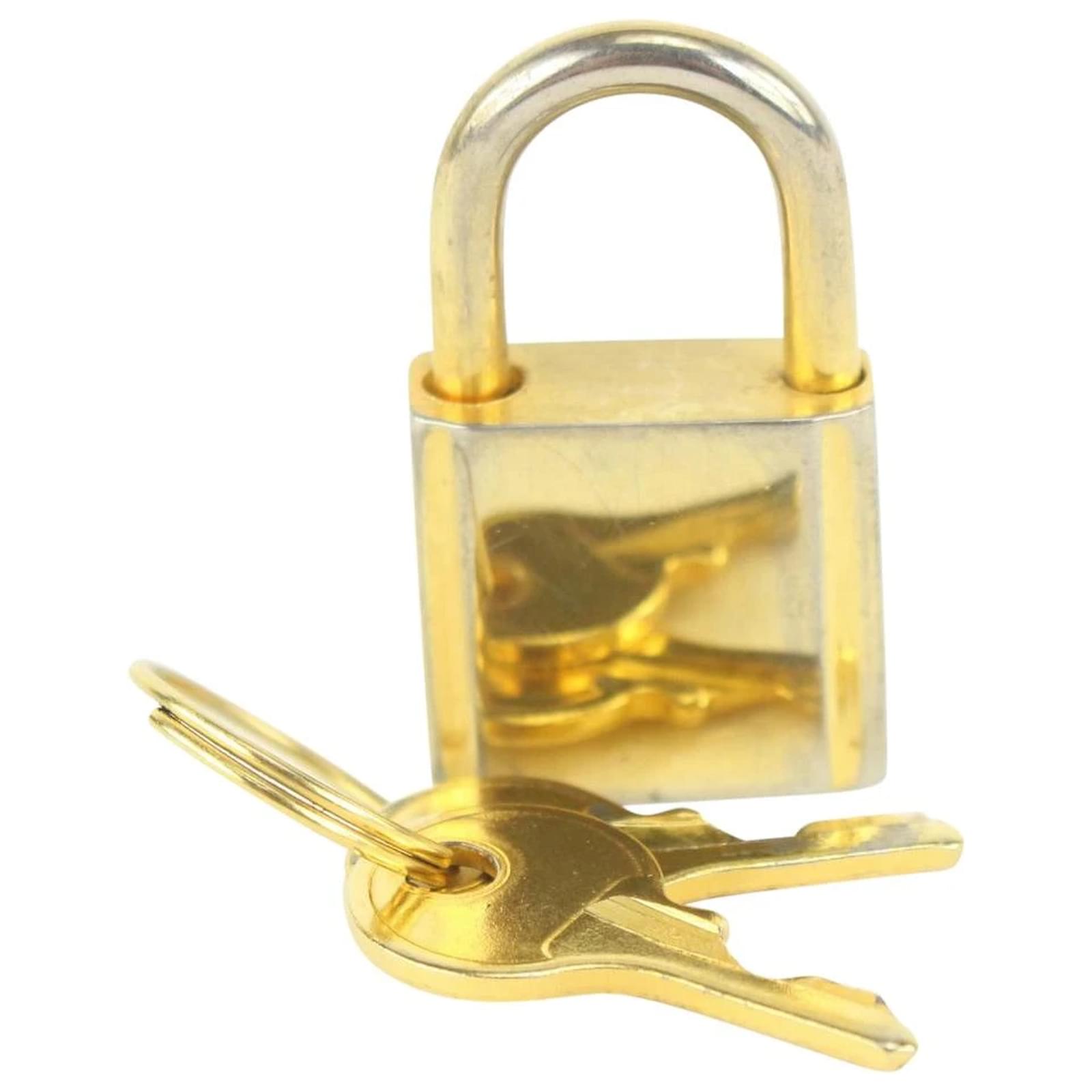 Louis-Vuitton-Set-of-10-Lock-&-Key-Cadena-Key-Lock-Gold