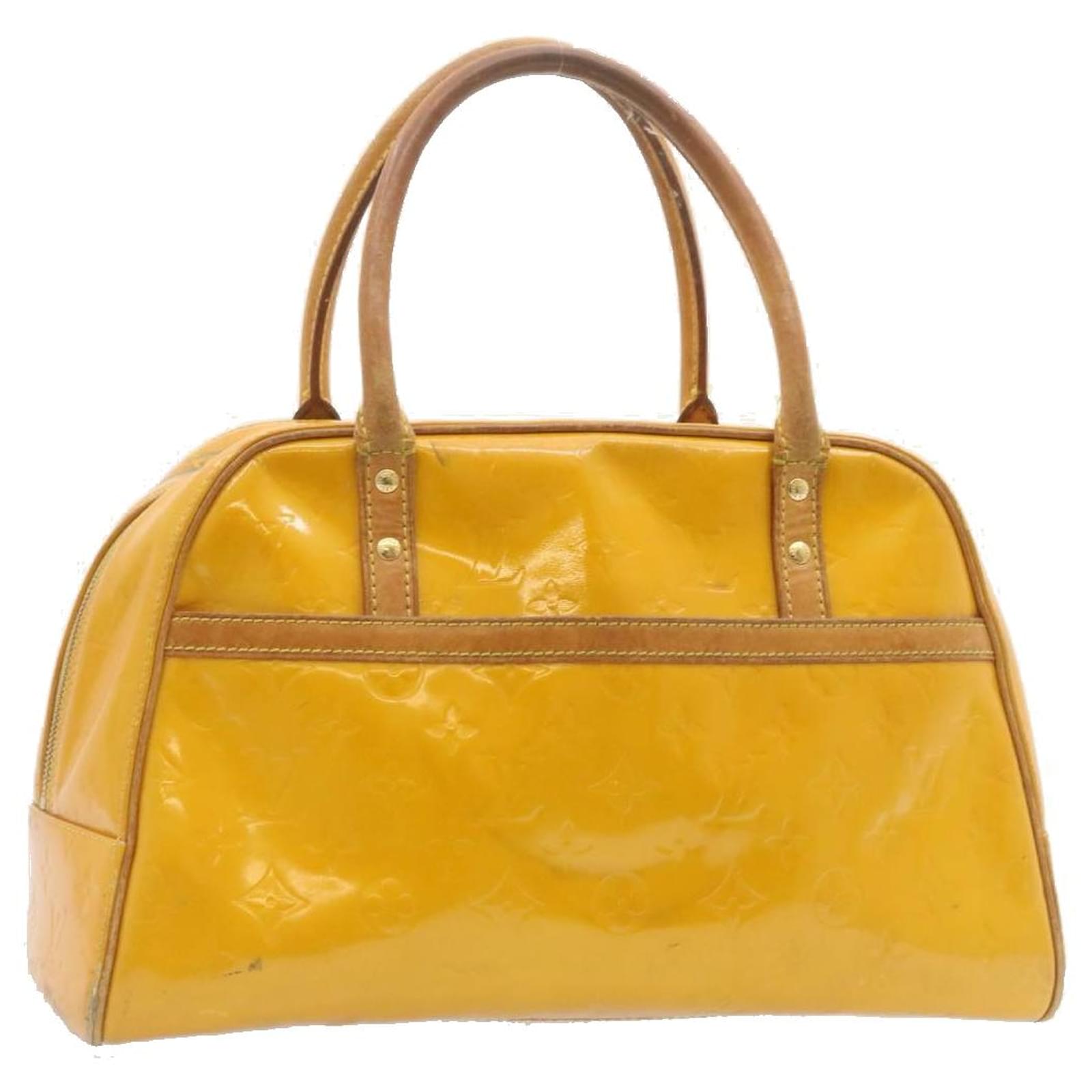 LOUIS VUITTON Borsa a mano quadrata con monogramma Vernis Tompkins Giallo  M91102 auth 24984 Pelle verniciata ref.372158 - Joli Closet