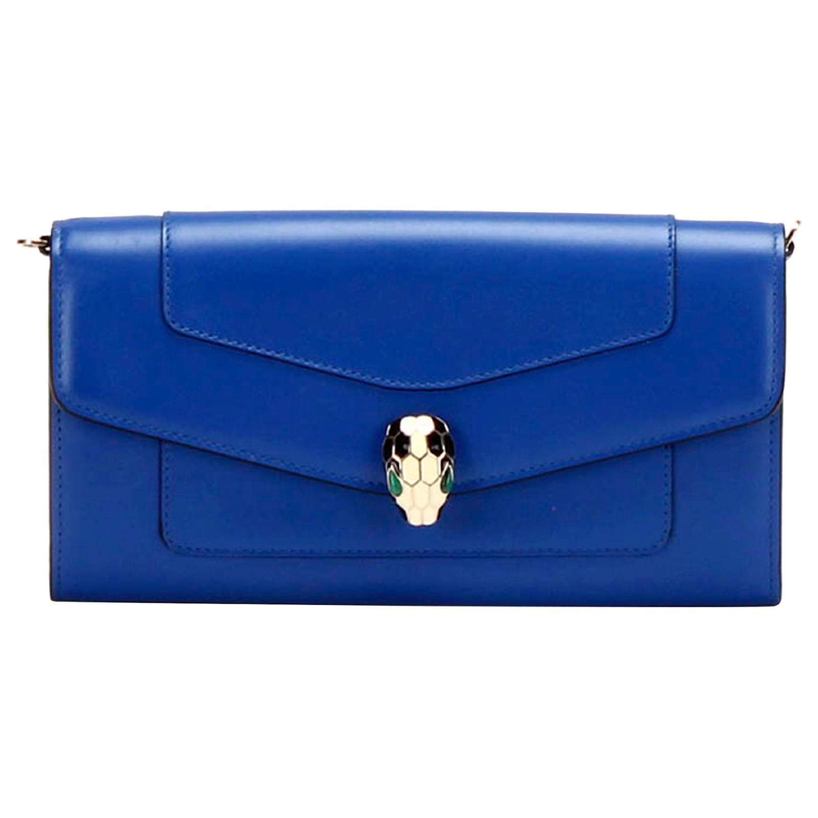Bulgari Bvlgari Blue Serpenti Forever Leather Wallet On