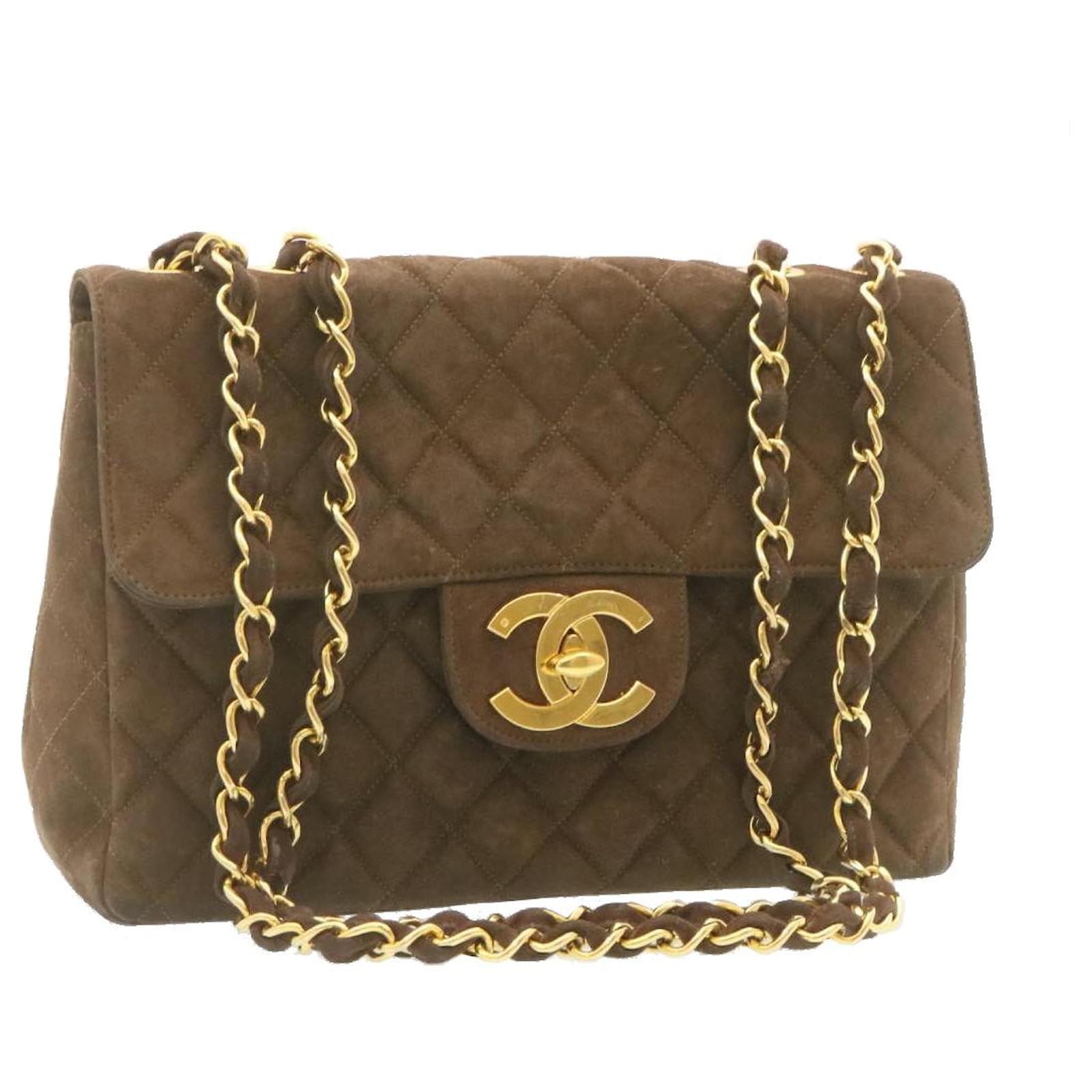 Chanel Matelassé 30 lined Chain flap Shoulder Bag Suede Brown CC