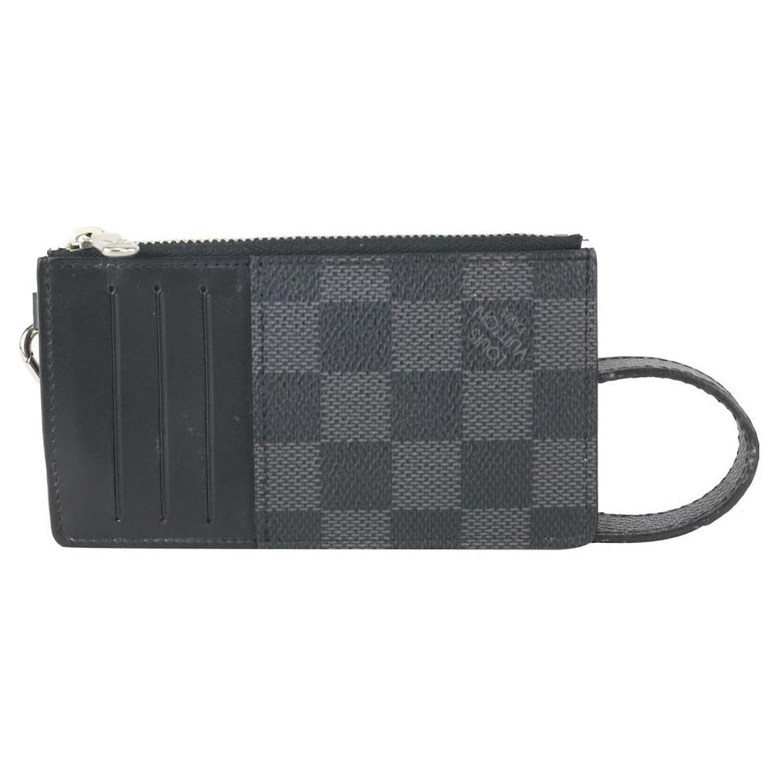 Black Leather Pocket Organizer Damier Cardholder Wallet