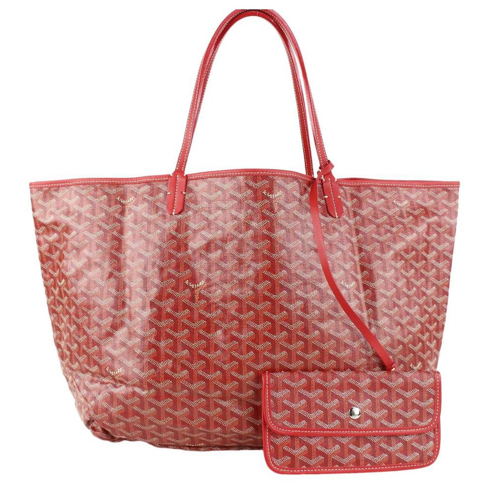 Goyard Large Red Chevron St Louis GM Tote Bag with Pouch Leather ref.373235  - Joli Closet