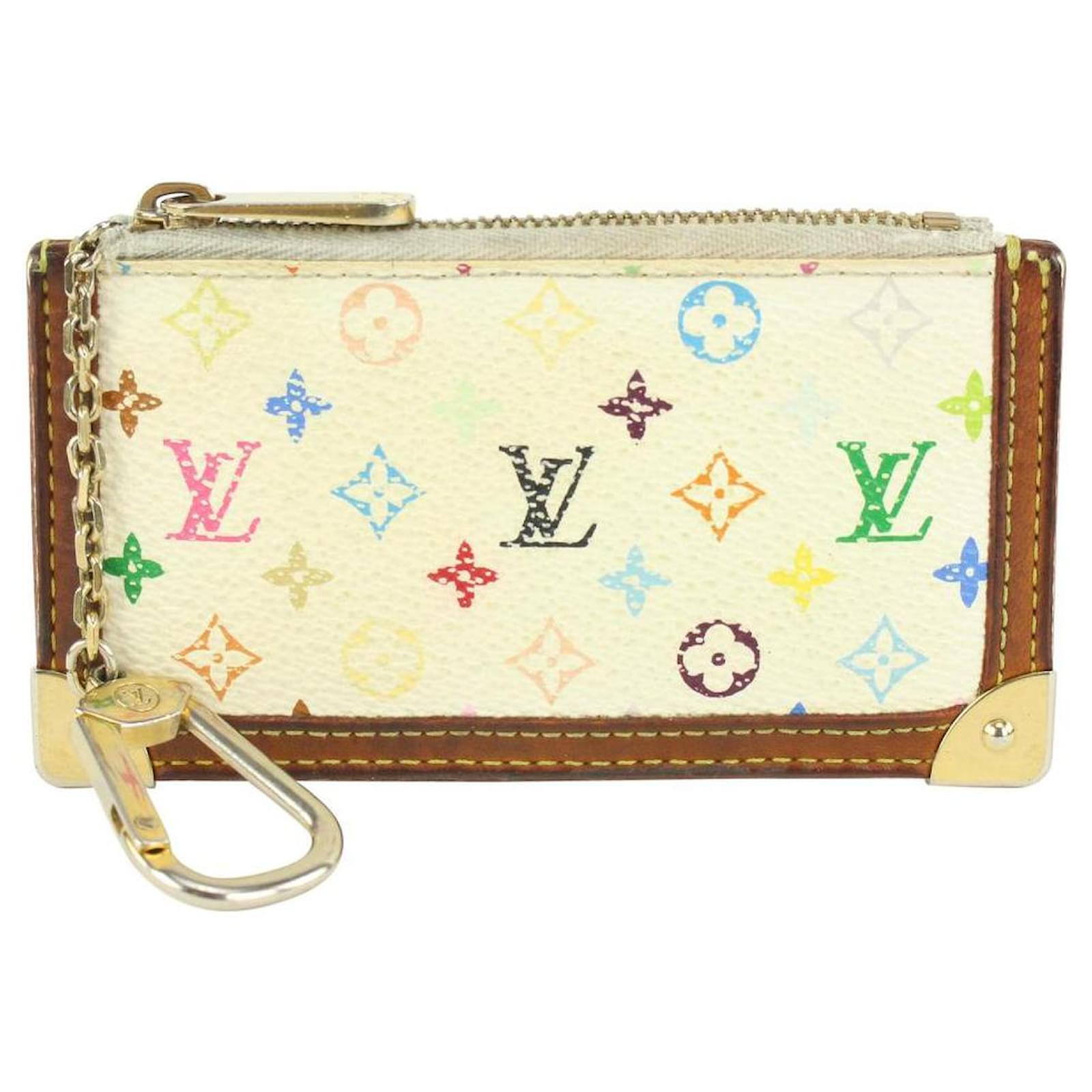 Louis Vuitton White Monogram Multicolor Key Pouch Pochette Cles Keychain  Leather ref.373248 - Joli Closet