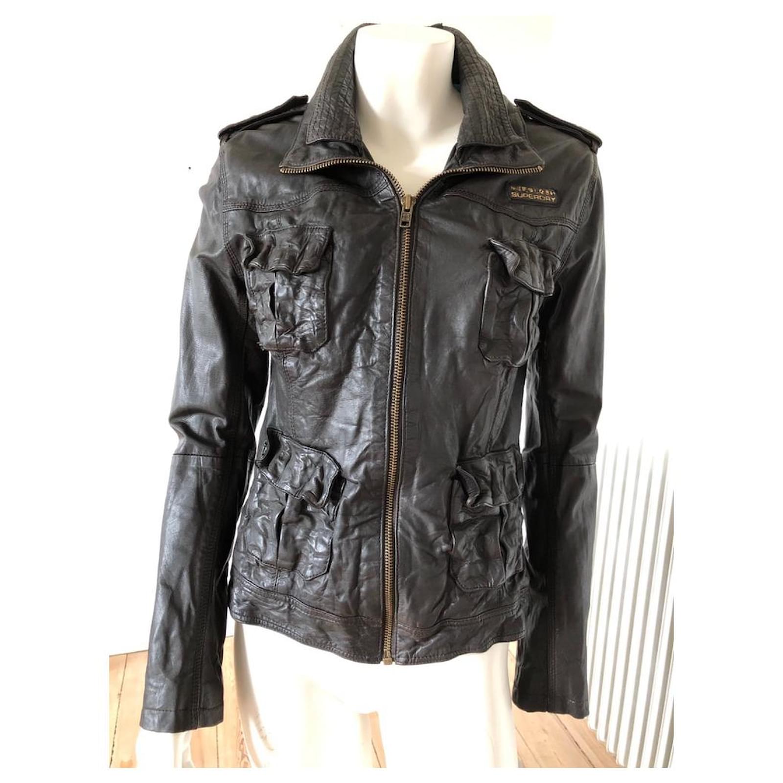 Superdry Jackets Dark brown Leather ref.373500 Joli Closet