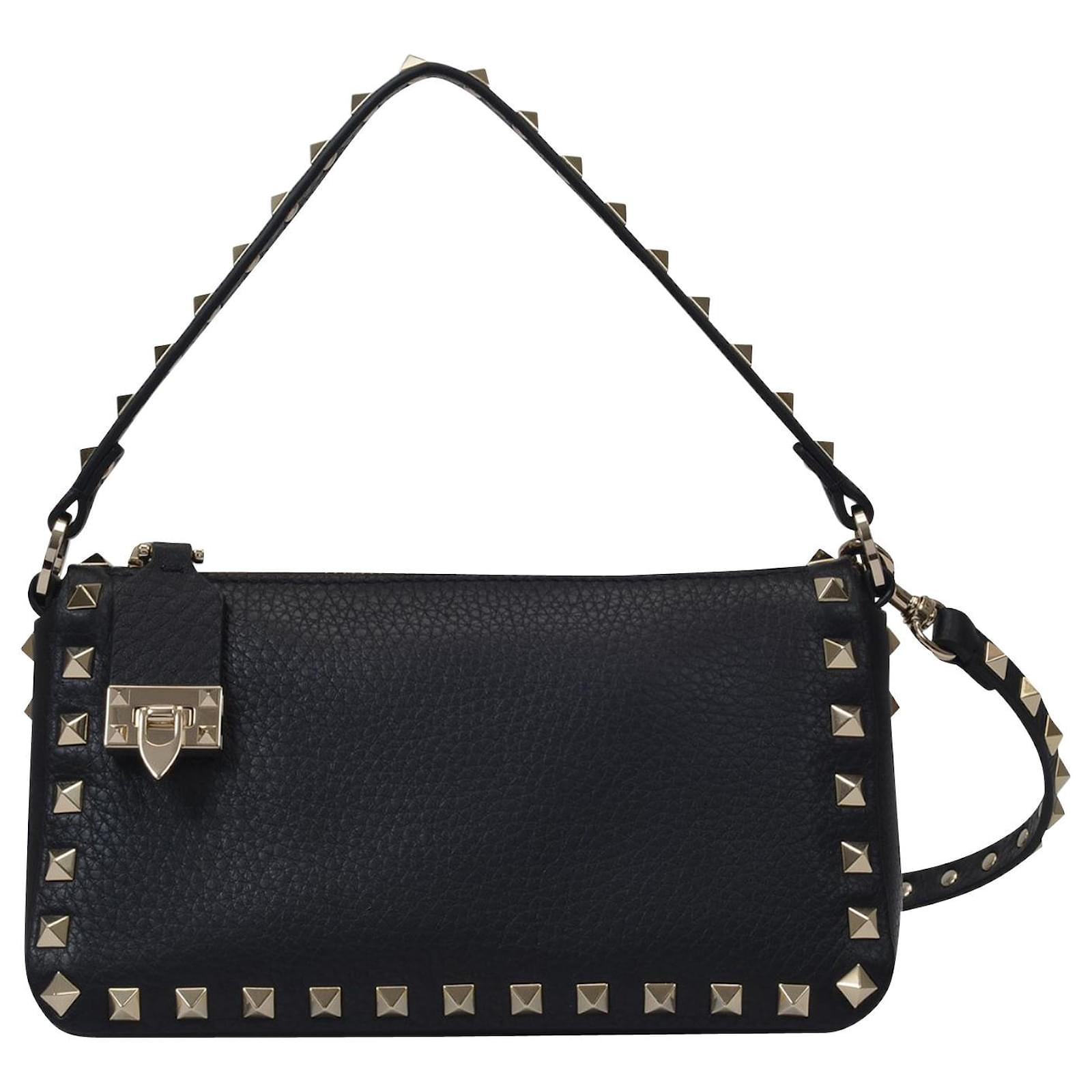 Valentino Garavani Bolso bandolera pequeño en piel negra Negro Cuero  ref.373684 - Joli Closet