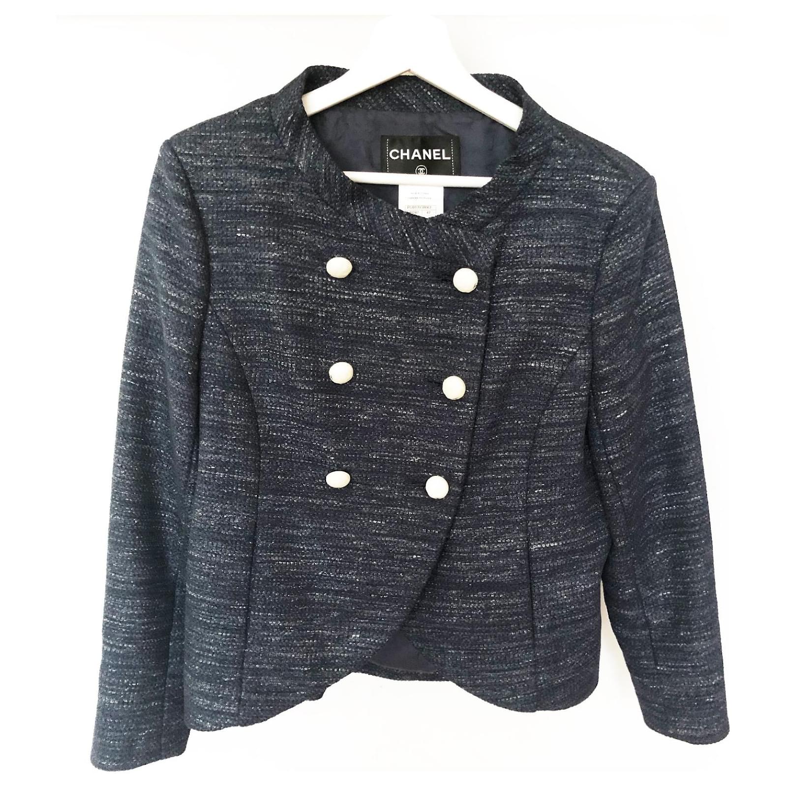 Cambon Chanel Jackets Blue Tweed ref.374320 - Joli Closet