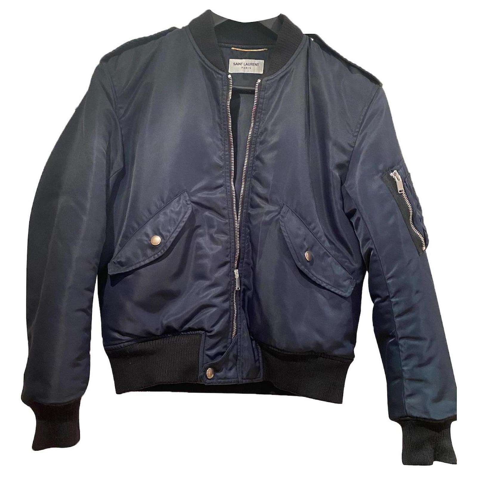 Navy Blue Saint Bomber Jacket Saint Laurent Bomber Jacket Navy