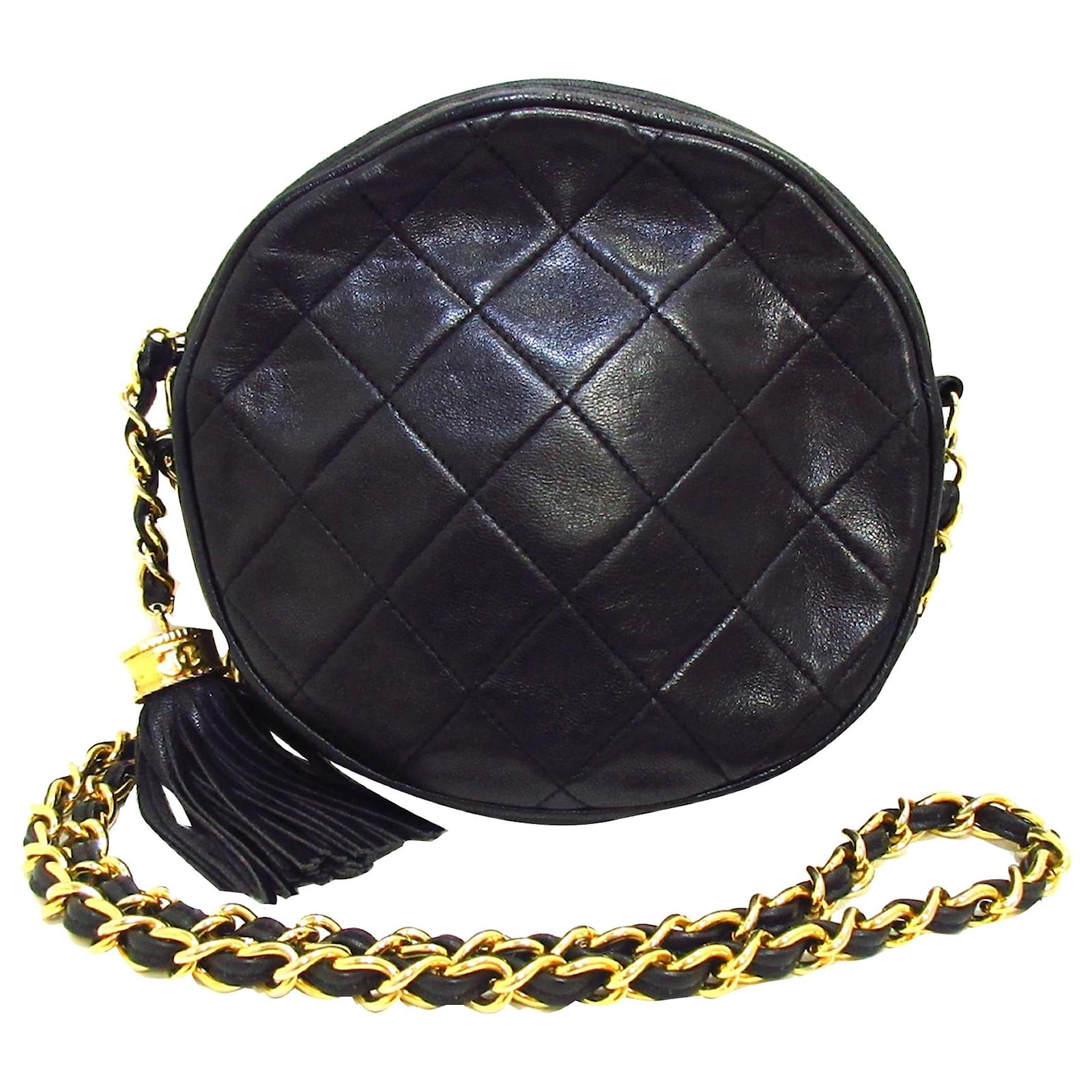 Chanel Black Round As Earth Lambskin Leather Crossbody Bag ref