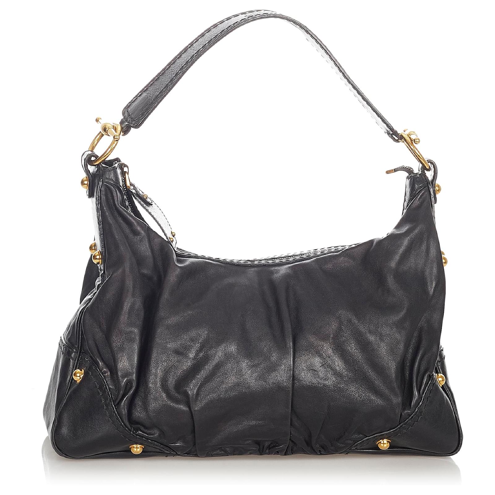 Gucci Black Jockey Leather Shoulder Bag Pony-style calfskin ref.374733 ...