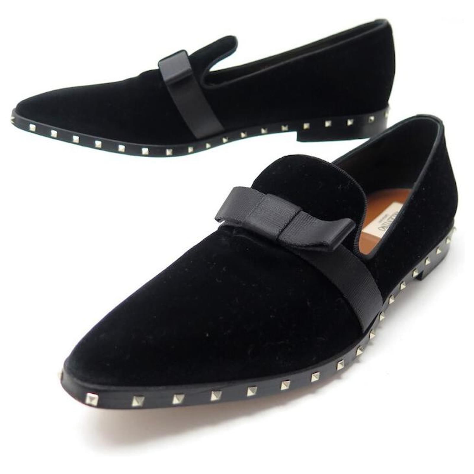 SCARPE MOCASSINI NEW SOUL ROCKSTUD VALENTINO 40 NUOVE SCARPE NERO VELLUTO  ref.375818 - Joli Closet